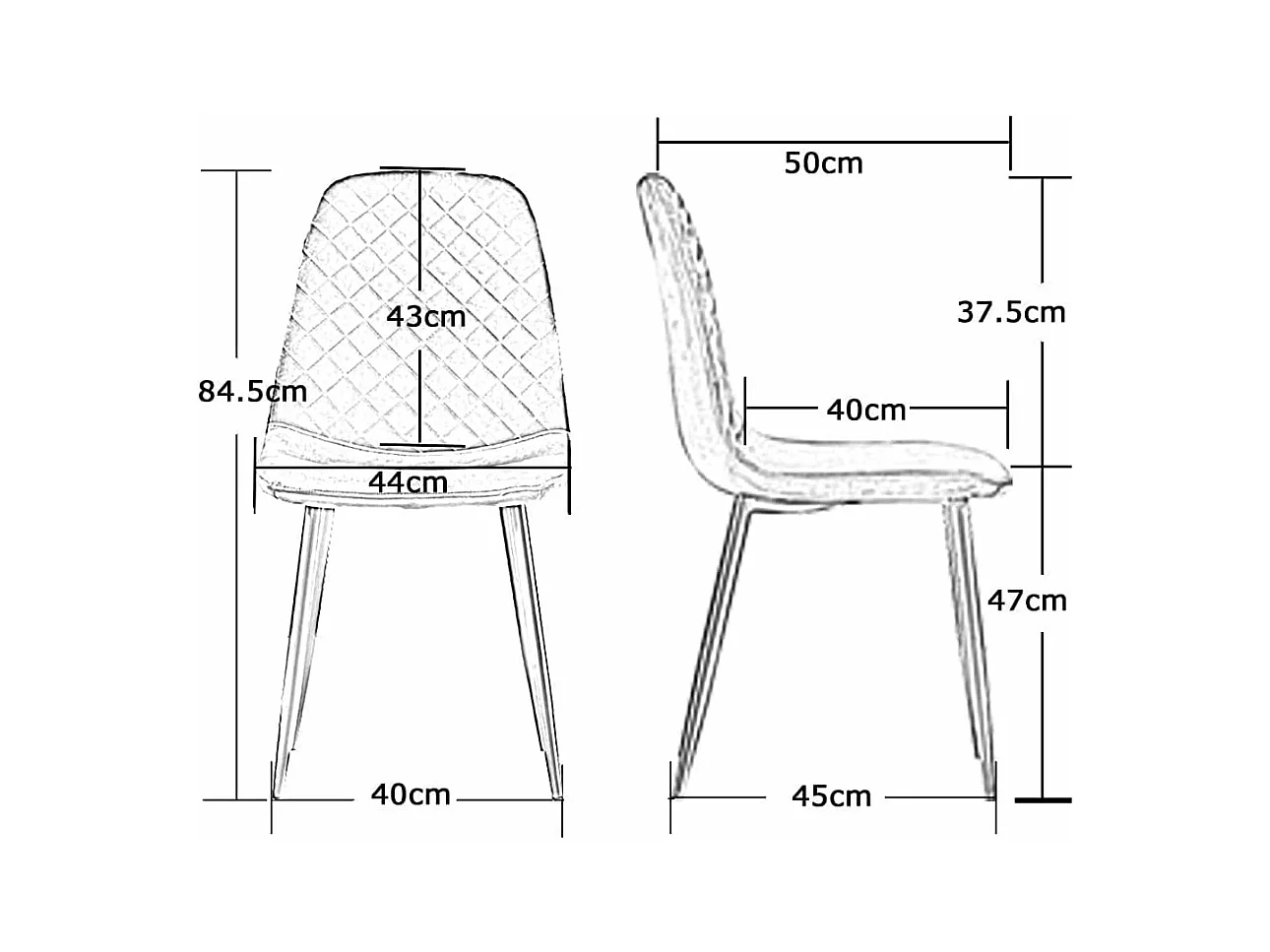 Lot de 2 Chaises Noires Scandinaves, Chaises de Salle à Manger avec Dossier, Siège en Velours, Pieds en Métal pour Salon,Salle de Cuisine (2, Noir Velours)