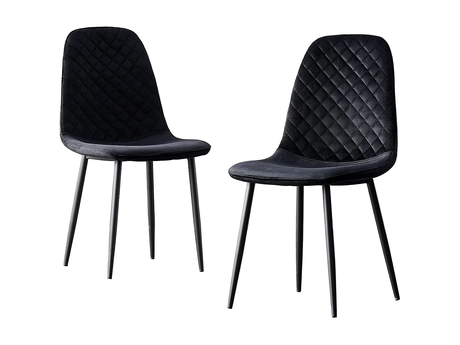 Lot de 2 Chaises Noires Scandinaves, Chaises de Salle à Manger avec Dossier, Siège en Velours, Pieds en Métal pour Salon,Salle de Cuisine (2, Noir Velours)