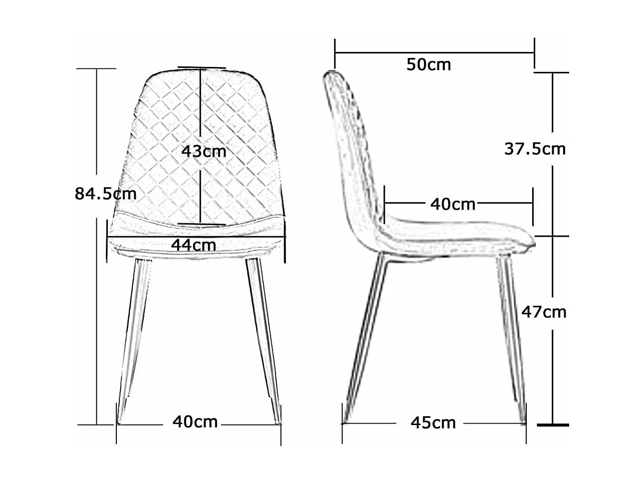 Lot de 2 Chaises Noires Scandinaves, Chaises de Salle à Manger avec Dossier, Siège en Velours, Pieds en Métal pour Salon,Salle de Cuisine (2, Noir Velours)