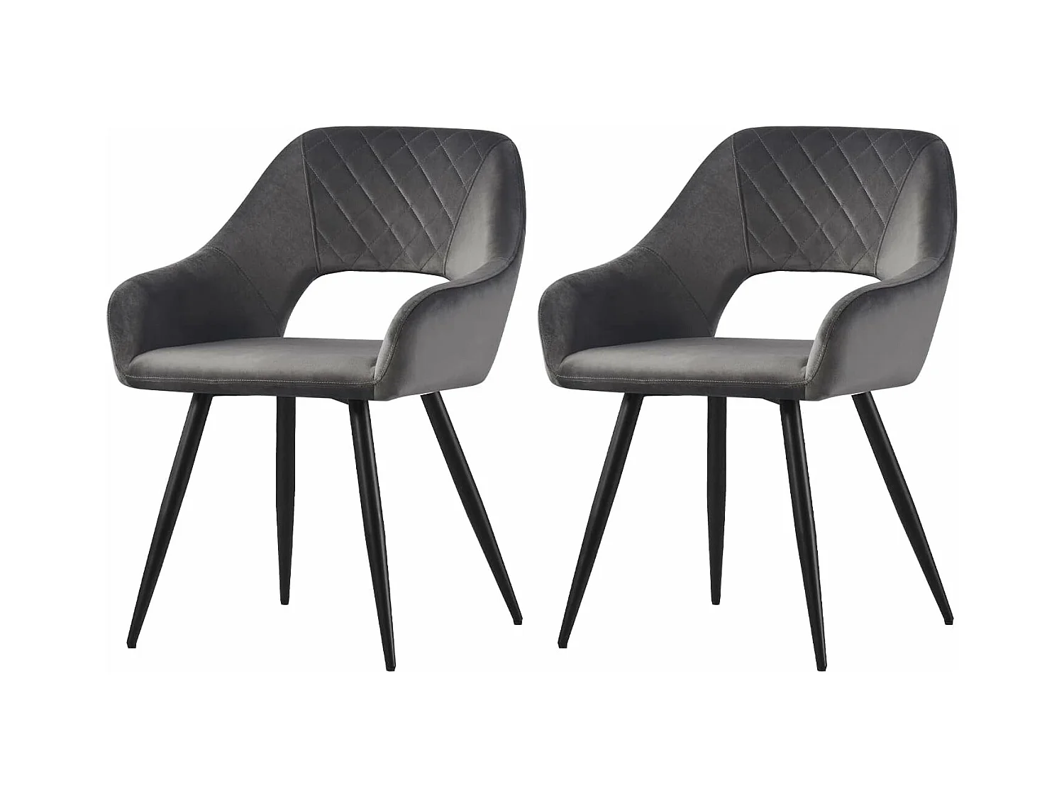Lot de 2 Chaises en Velours Scandinaves avec Dossier et Accoudoirs Capitonnés, pour Bureau,Cuisine (2, Gris)