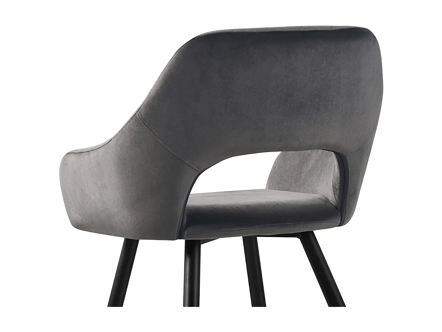 Lot de 2 Chaises en Velours Scandinaves avec Dossier et Accoudoirs Capitonnés, pour Bureau,Cuisine (2, Gris)