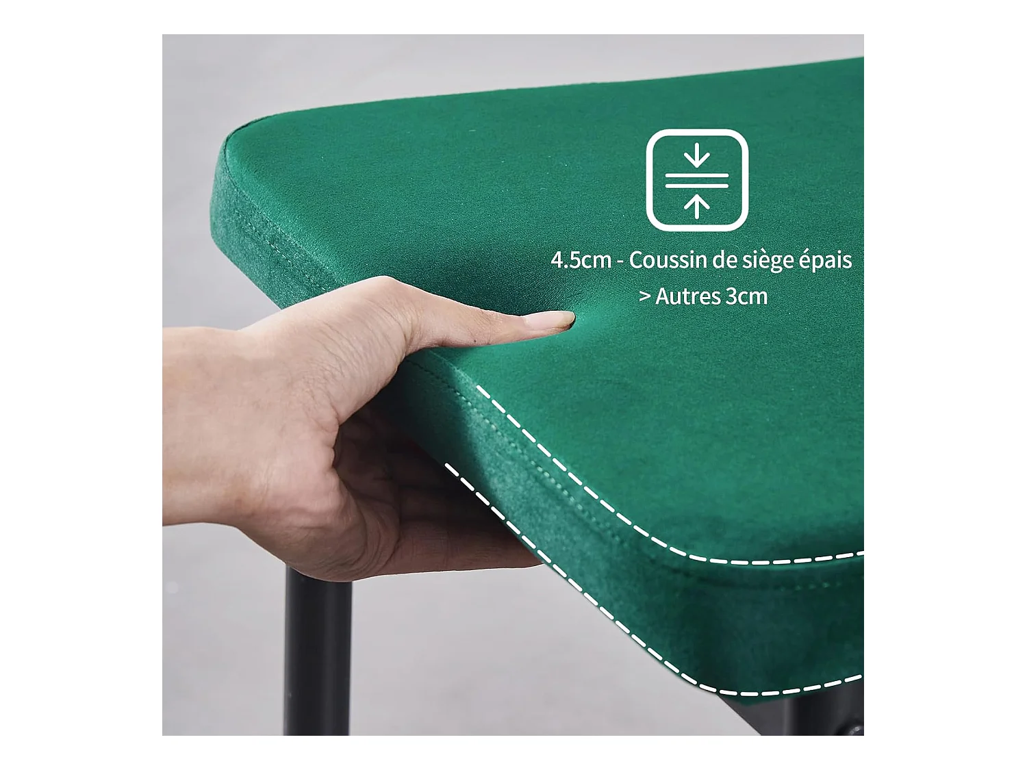 Lot de 6 Chaises Scandinaves en Velours Cadre en métal avec Dossier pour Salon, Cuisine, Salle à Manger (6, Vert)