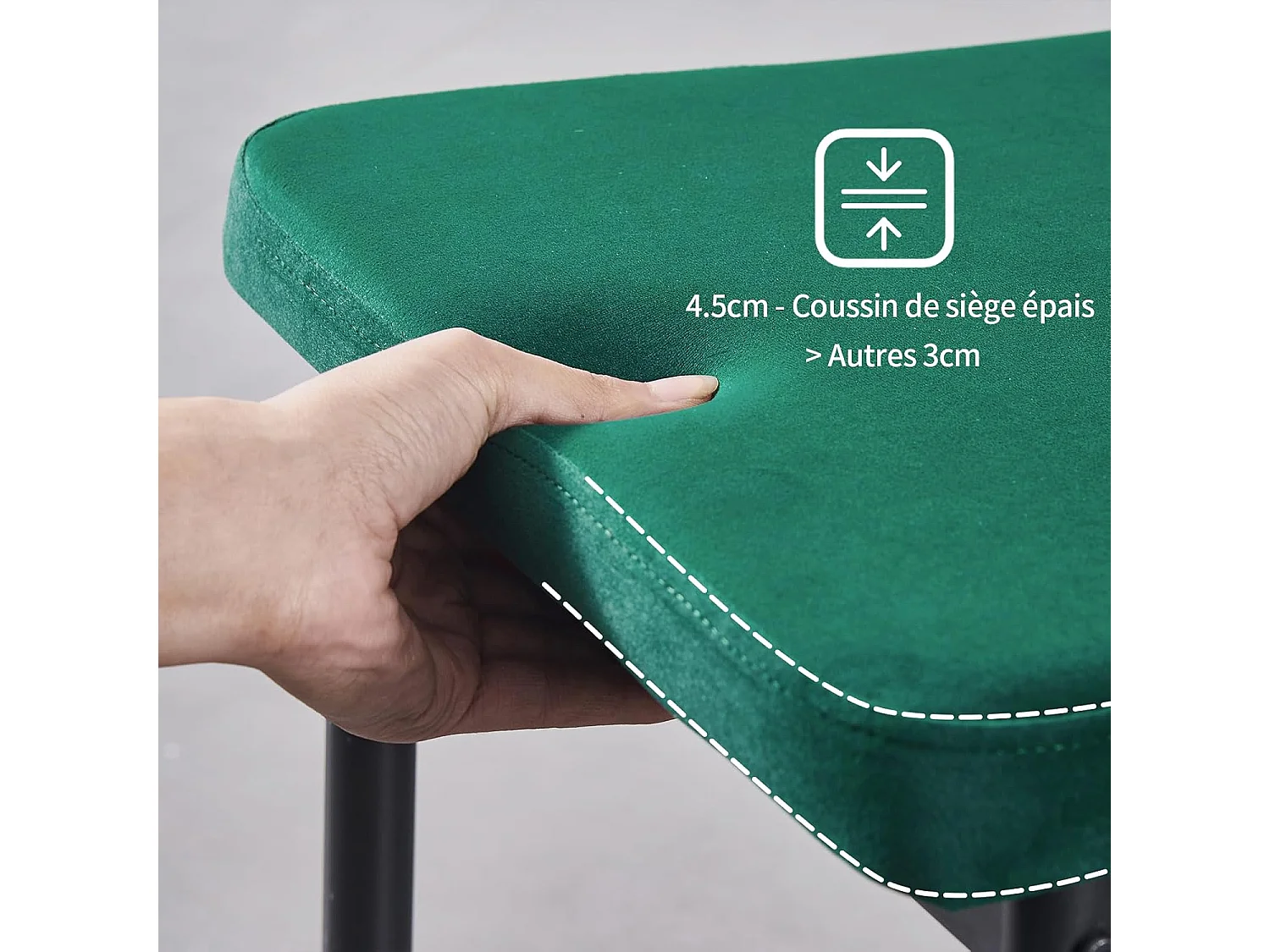 Lot de 6 Chaises Scandinaves en Velours Cadre en métal avec Dossier pour Salon, Cuisine, Salle à Manger (6, Vert)