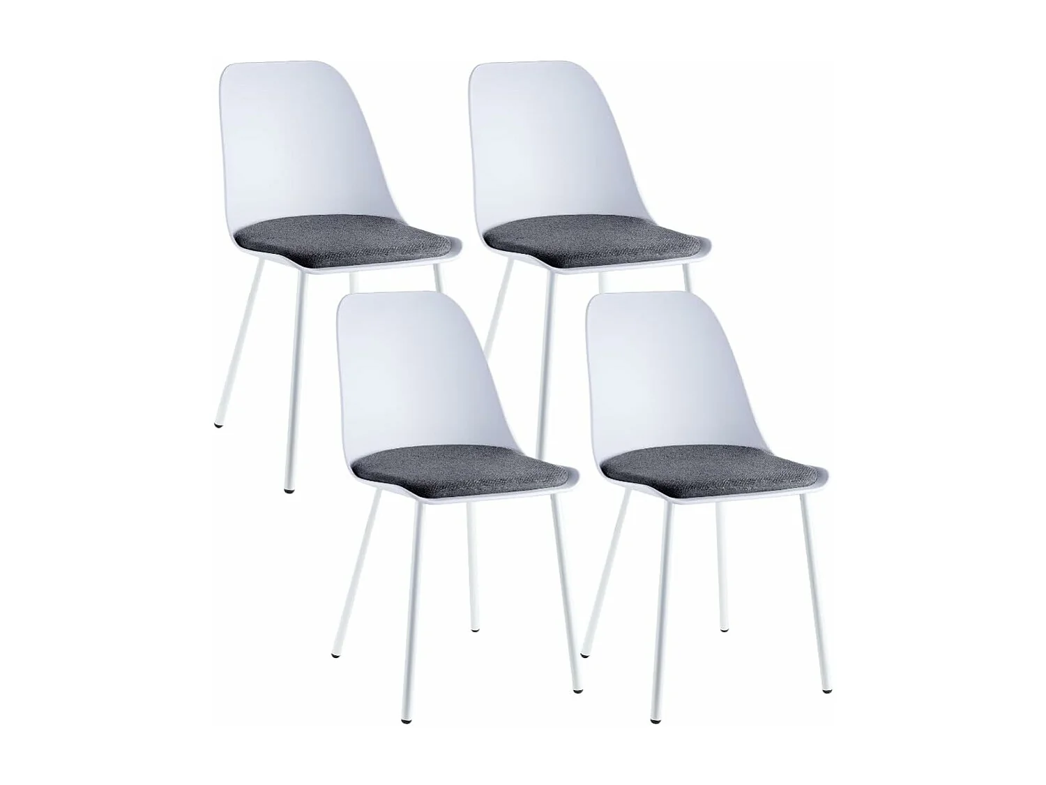 Lot de 4 Chaises de Cuisine Scandinaves en Plastique avec Revêtement en Velours Gris pour la Salle à Manger et le Salon