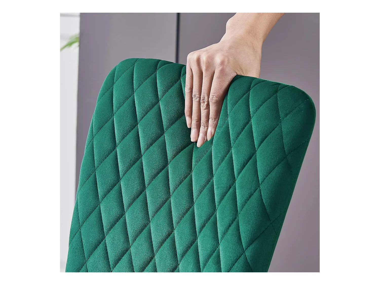 Lot de 4 Chaises Scandinaves en Velours Cadre en métal avec Dossier pour Salon, Cuisine, Salle à Manger (4, Vert)