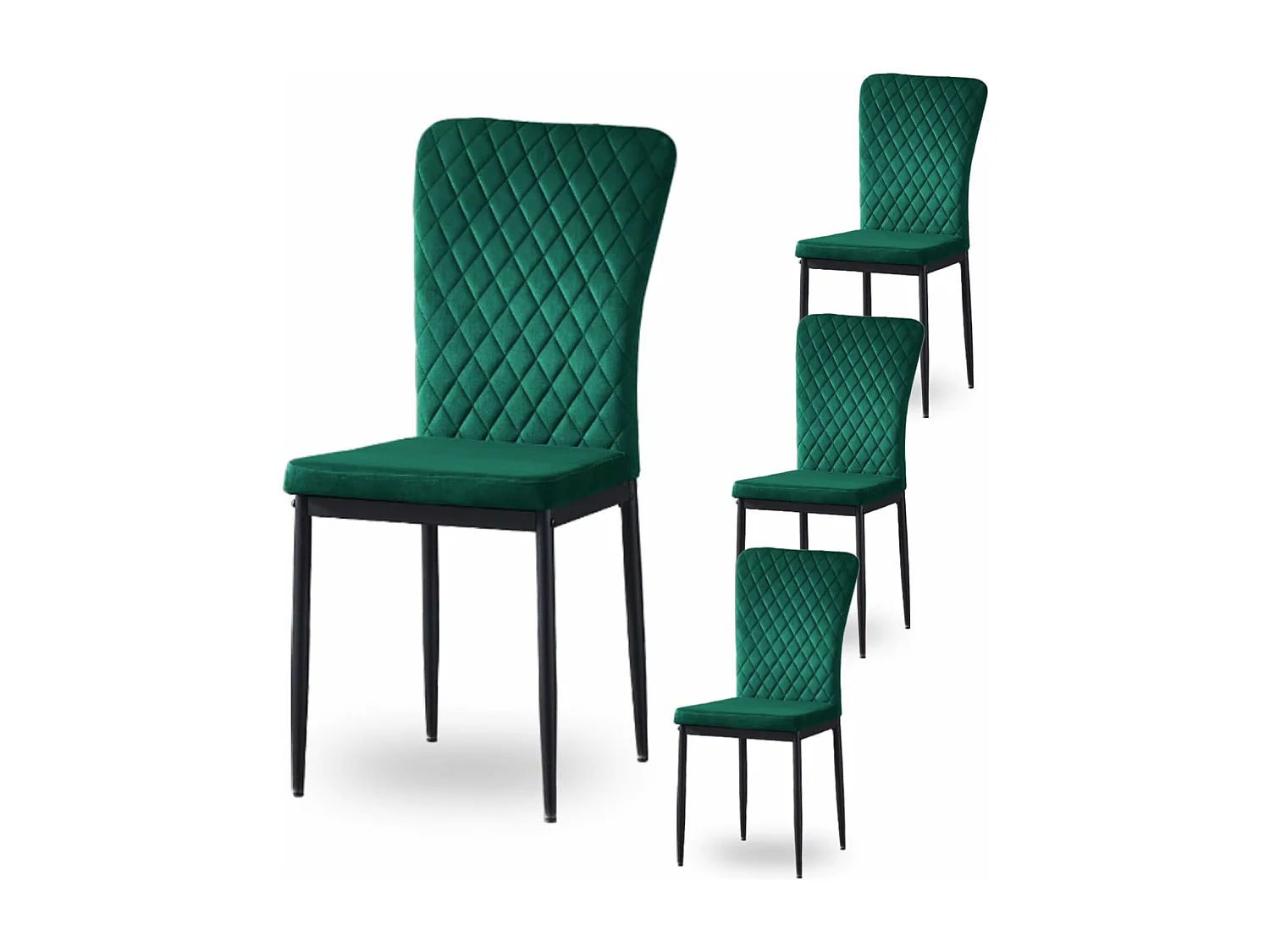 Lot de 4 Chaises Scandinaves en Velours Cadre en métal avec Dossier pour Salon, Cuisine, Salle à Manger (4, Vert)