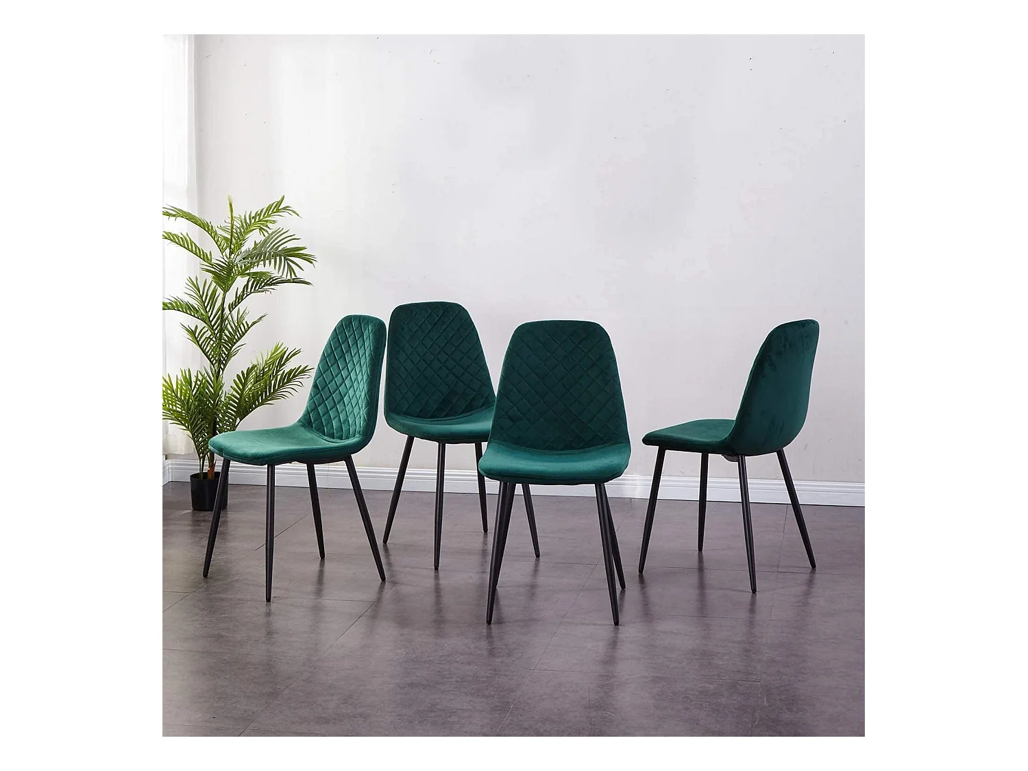 Lot de 4 Chaises Vertes Scandinaves, Chaises de Salle à Manger avec Dossier, Siège en Velours, Pieds en Métal pour Salon,Salle de Cuisine (4, Vert Velours)