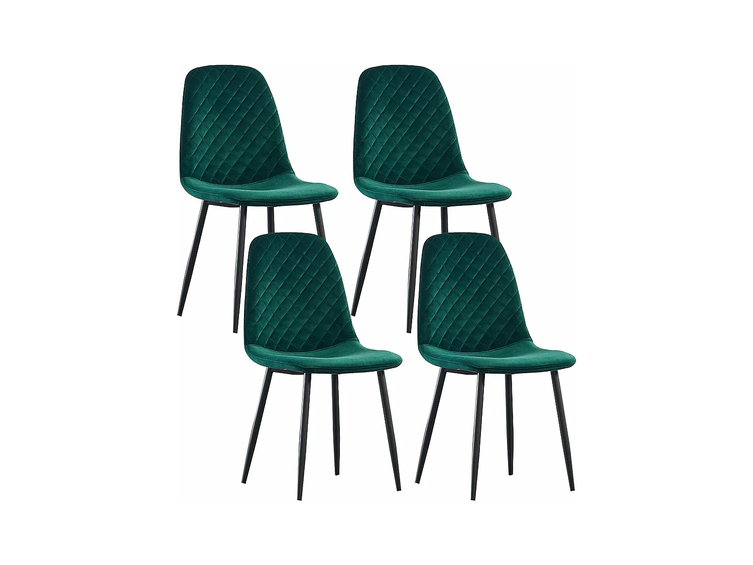 Lot de 4 Chaises Vertes Scandinaves, Chaises de Salle à Manger avec Dossier, Siège en Velours, Pieds en Métal pour Salon,Salle de Cuisine (4, Vert Velours)