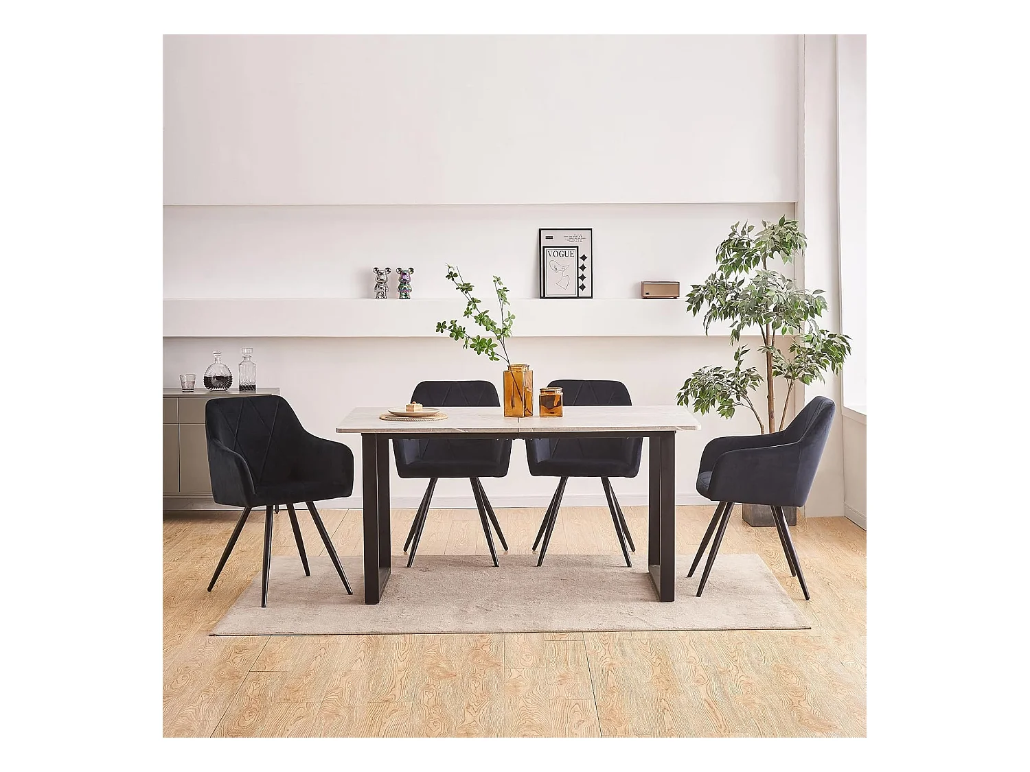 Lot de 2 Chaises de Scandinaves Cadre en métal avec Dossier, accoudoir pour Salon, Cuisine, Salle à Manger, Chambre à Coucher (2, Noir)