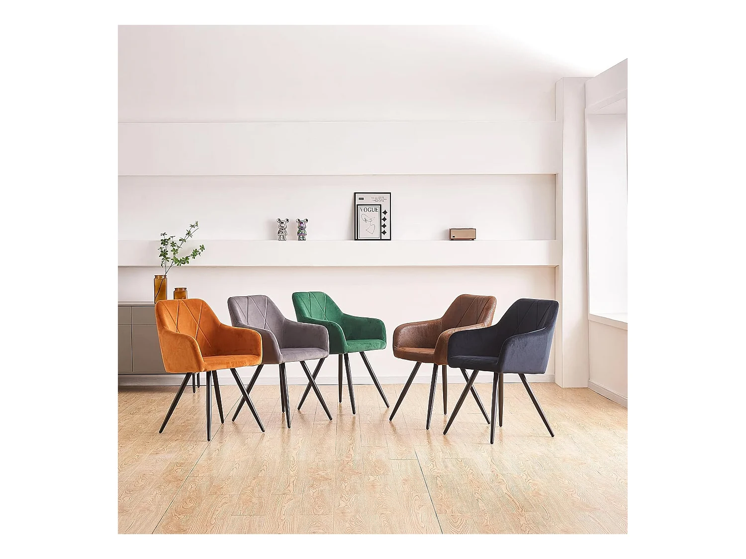 Lot de 2 Chaises de Scandinaves Cadre en métal avec Dossier, accoudoir pour Salon, Cuisine, Salle à Manger, Chambre à Coucher (2, Noir)