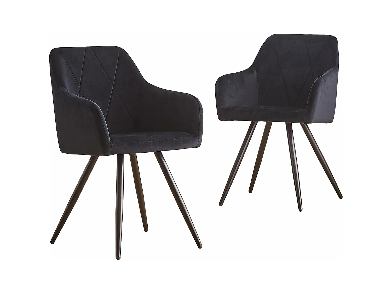Lot de 2 Chaises de Scandinaves Cadre en métal avec Dossier, accoudoir pour Salon, Cuisine, Salle à Manger, Chambre à Coucher (2, Noir)