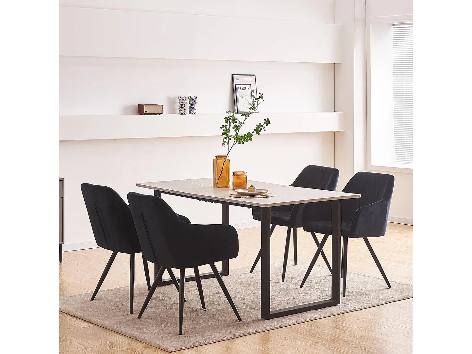 Lot de 2 Chaises de Scandinaves Cadre en métal avec Dossier, accoudoir pour Salon, Cuisine, Salle à Manger, Chambre à Coucher (2, Noir)