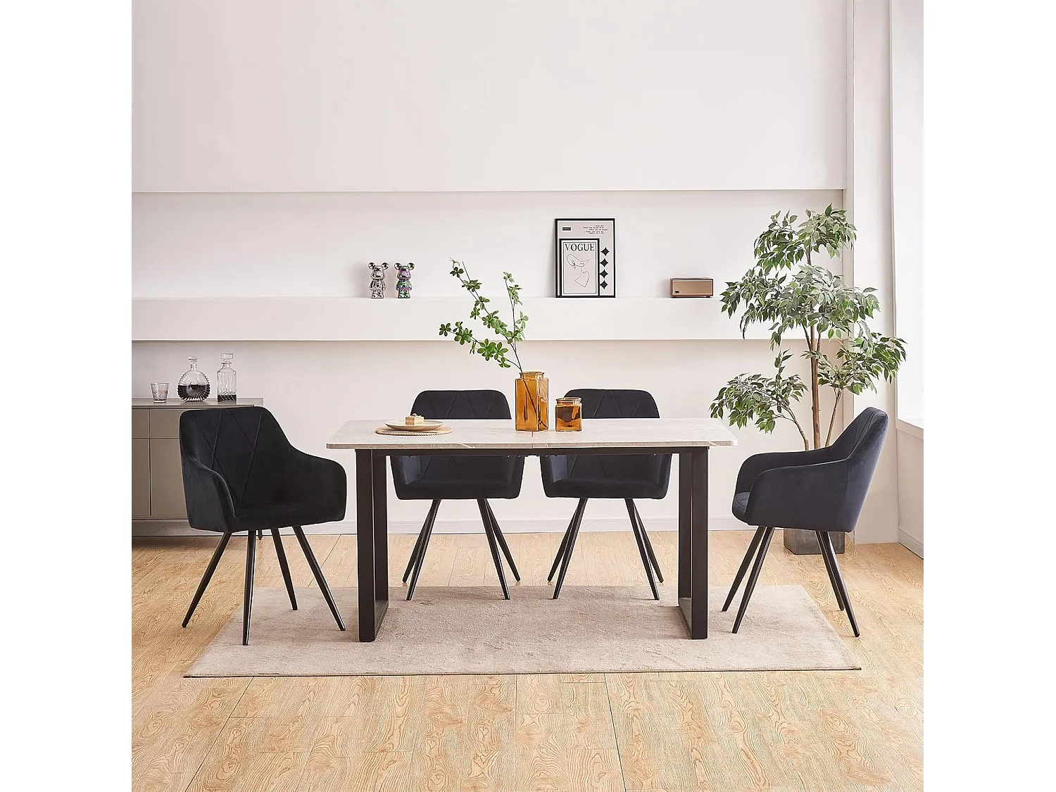 Lot de 2 Chaises de Scandinaves Cadre en métal avec Dossier, accoudoir pour Salon, Cuisine, Salle à Manger, Chambre à Coucher (2, Noir)