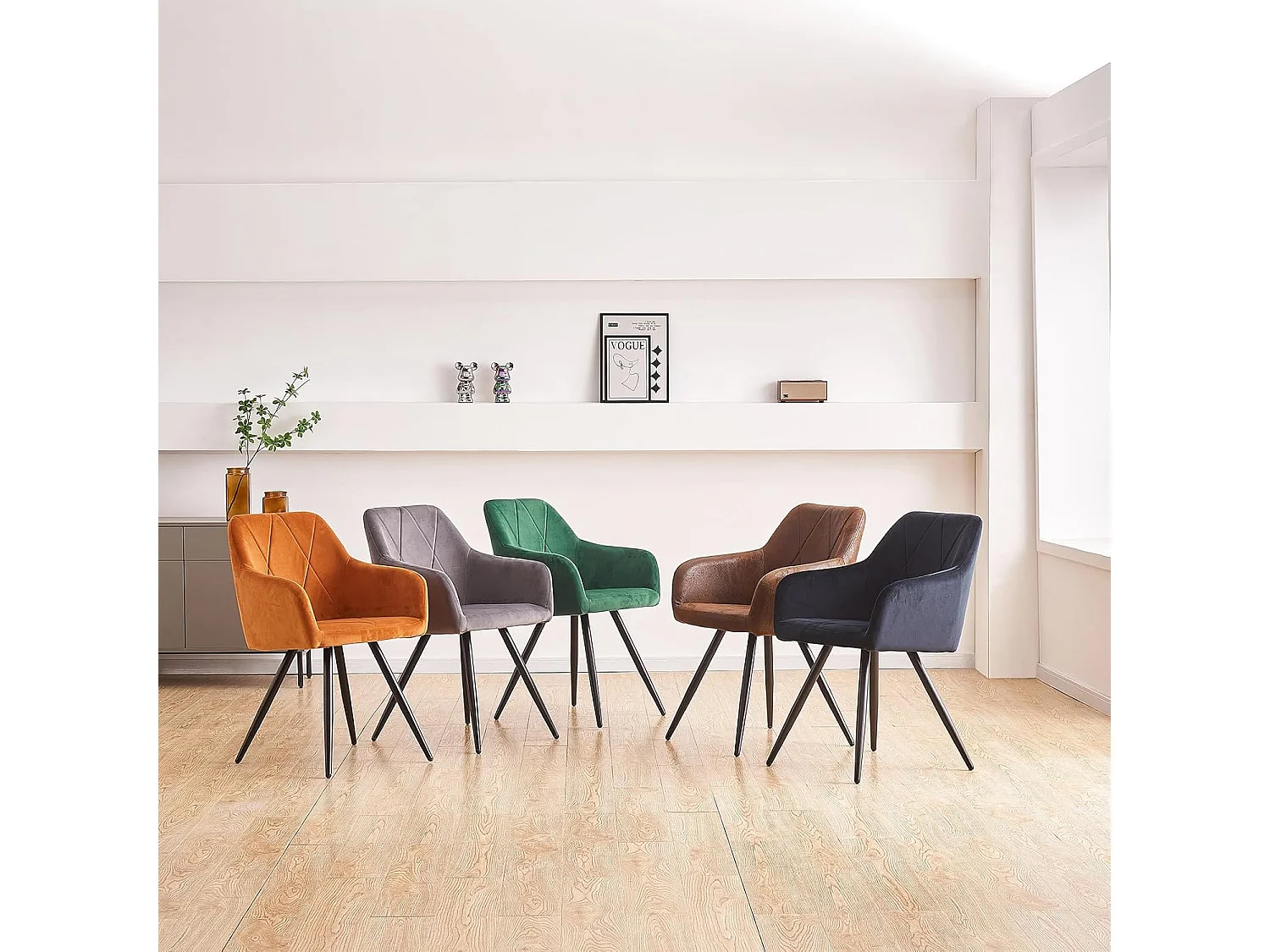 Lot de 2 Chaises de Scandinaves Cadre en métal avec Dossier, accoudoir pour Salon, Cuisine, Salle à Manger, Chambre à Coucher (2, Noir)
