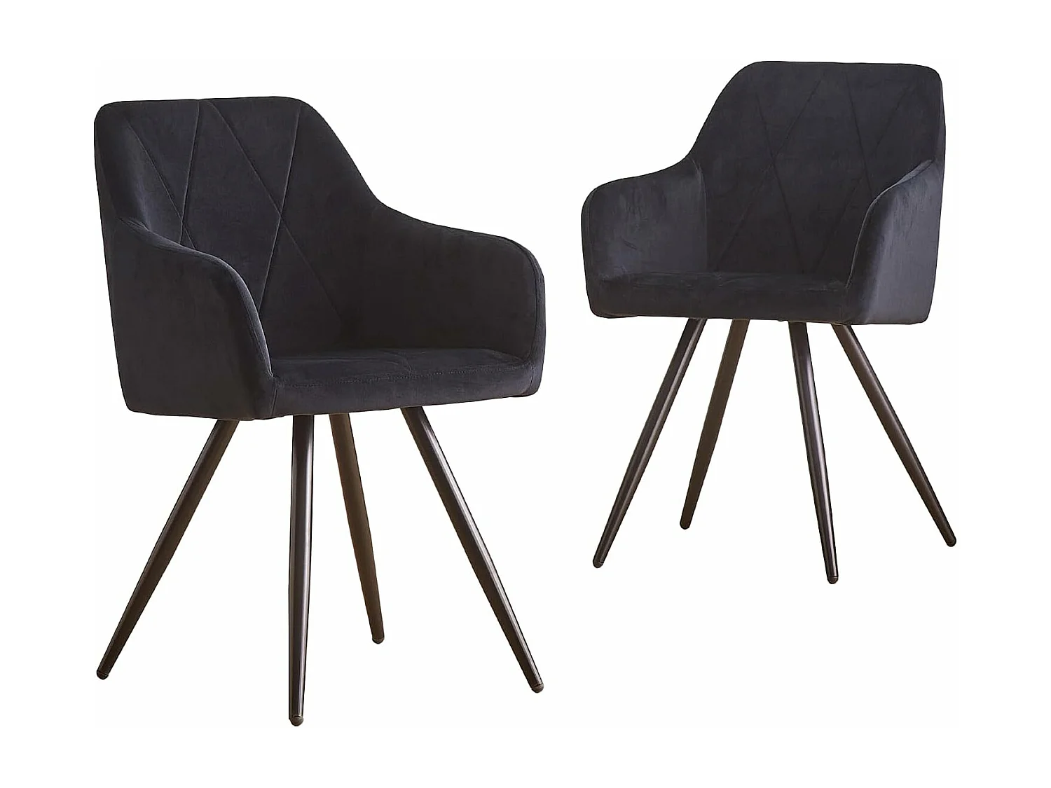 Lot de 2 Chaises de Scandinaves Cadre en métal avec Dossier, accoudoir pour Salon, Cuisine, Salle à Manger, Chambre à Coucher (2, Noir)