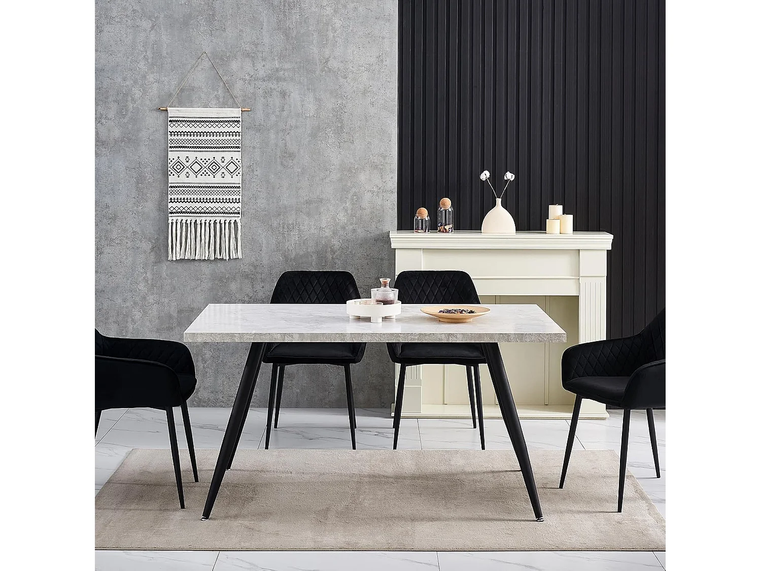 Lot de 2 Chaises Scandinaves en Velours avec Dossier et Accoudoirs, Siège Rembourés, pour Salle à manger, Bureau, Cuisine, Salon (2, Noir)