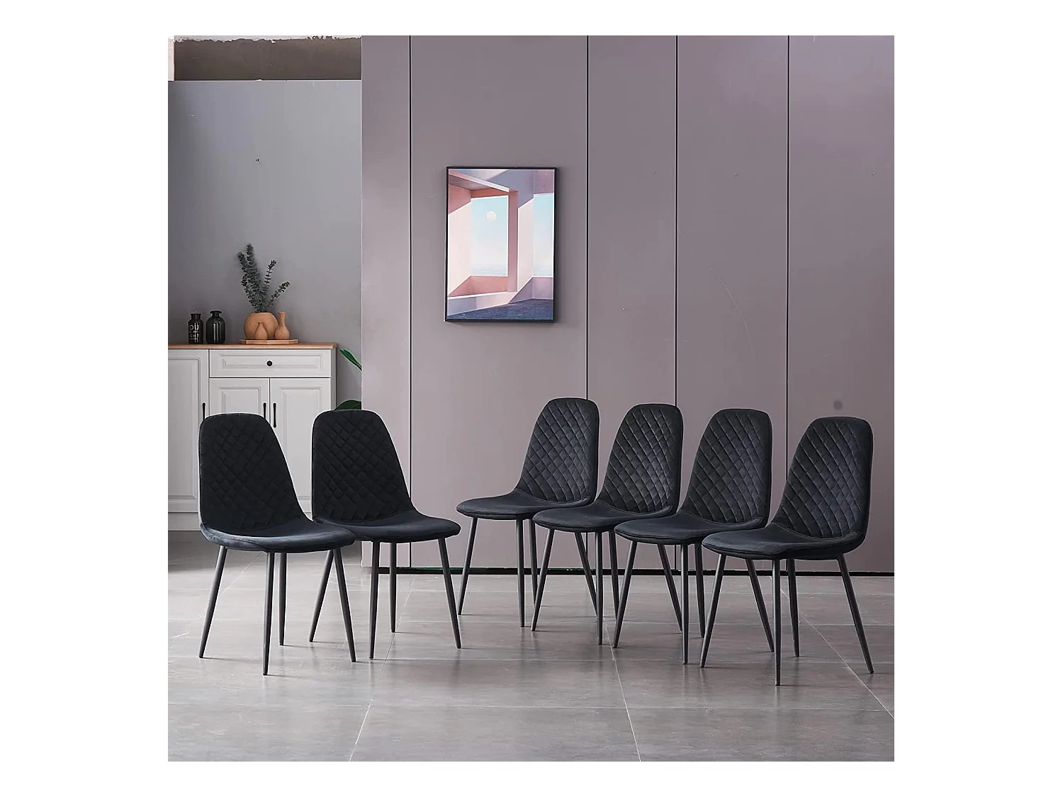 Lot de 4 Chaises Noires Scandinaves, Chaises de Salle à Manger avec Dossier, Siège en Velours, Pieds en Métal pour Salon,Salle de Cuisine (4, Noir Velours)