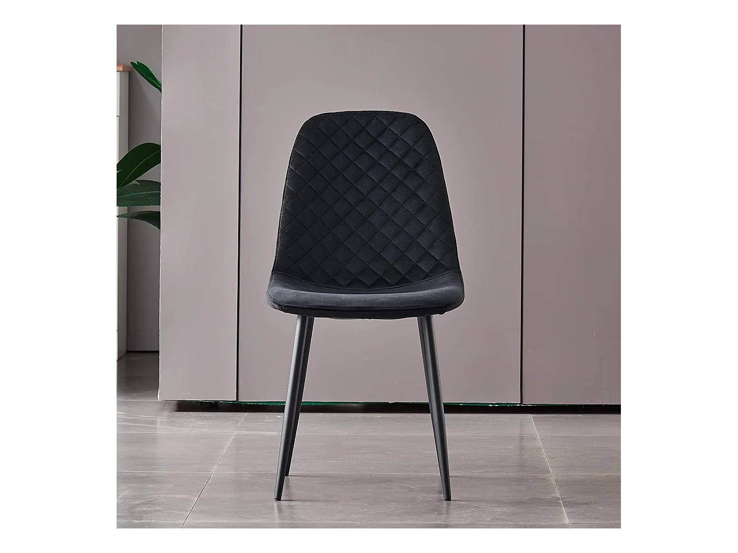 Lot de 4 Chaises Noires Scandinaves, Chaises de Salle à Manger avec Dossier, Siège en Velours, Pieds en Métal pour Salon,Salle de Cuisine (4, Noir Velours)