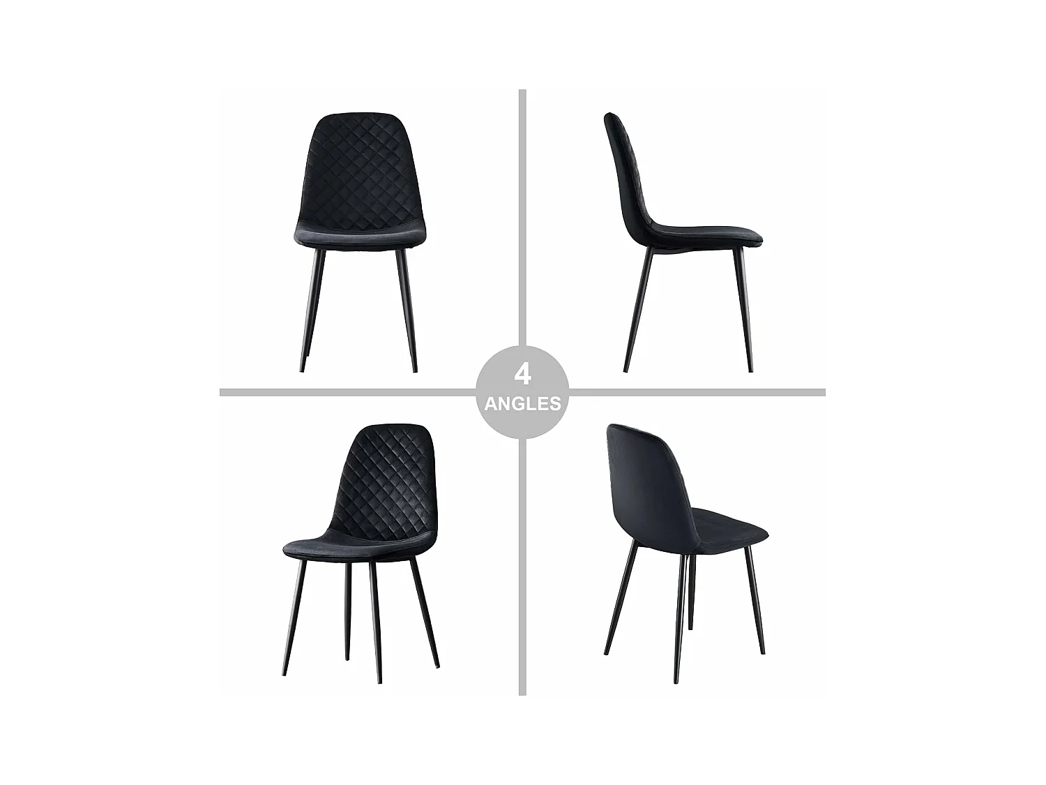 Lot de 4 Chaises Noires Scandinaves, Chaises de Salle à Manger avec Dossier, Siège en Velours, Pieds en Métal pour Salon,Salle de Cuisine (4, Noir Velours)