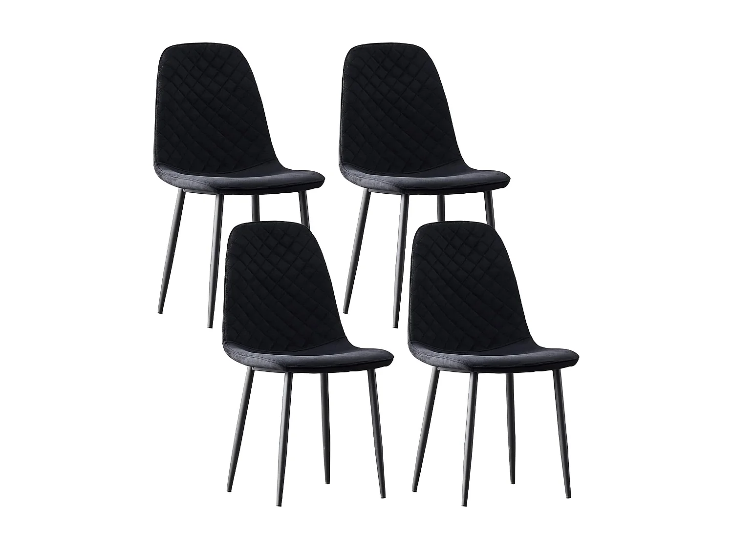 Lot de 4 Chaises Noires Scandinaves, Chaises de Salle à Manger avec Dossier, Siège en Velours, Pieds en Métal pour Salon,Salle de Cuisine (4, Noir Velours)