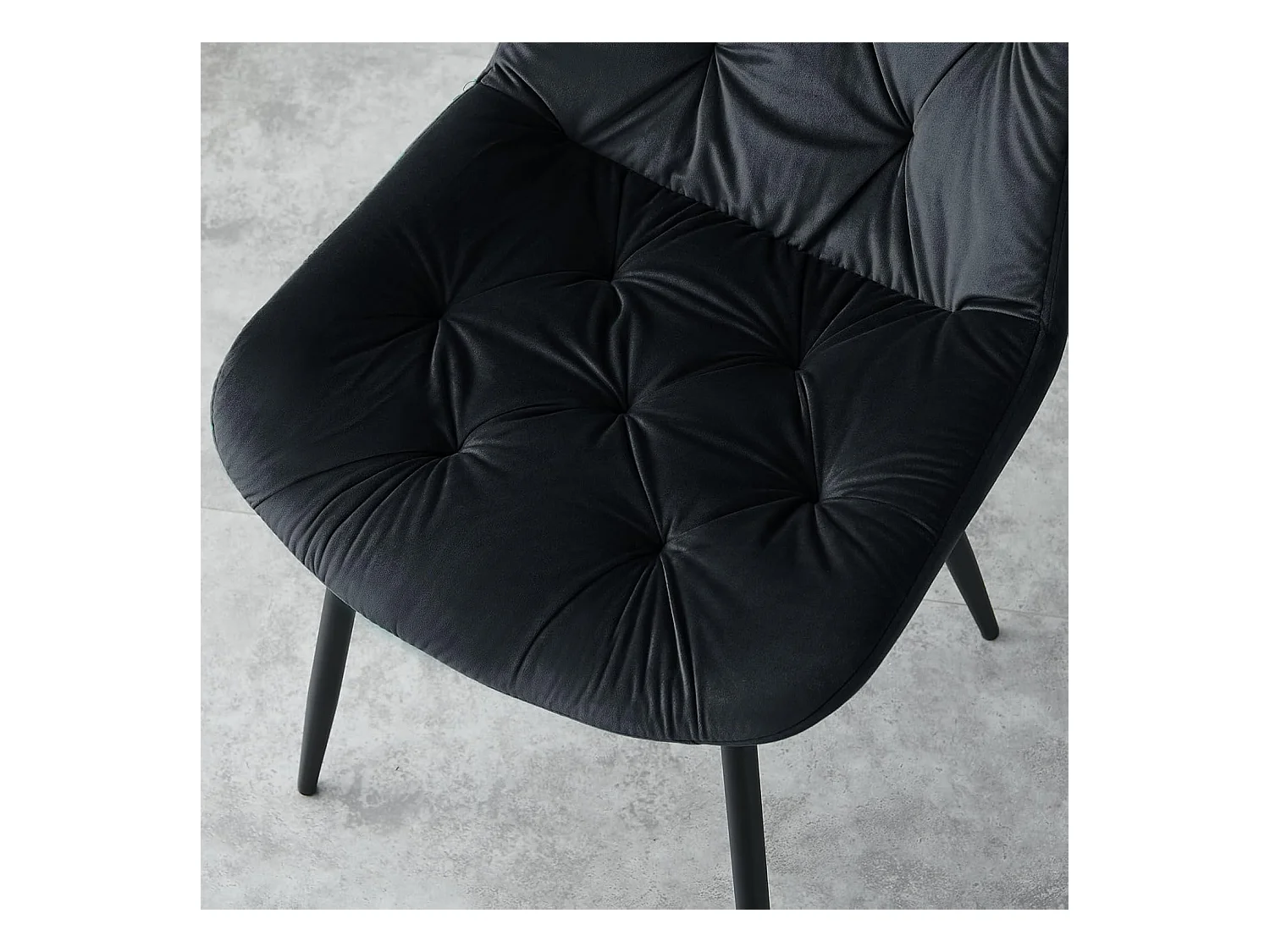 Lot de 2 chaises de salle à manger en velours - Design rétro avec dossier rembourré épais - Pour salle à manger, salon, cuisine et chambre à coucher (2, Noir)