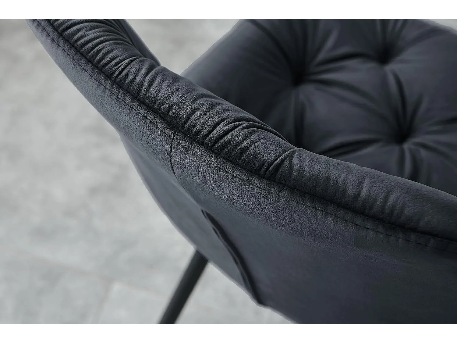 Lot de 2 chaises de salle à manger en velours - Design rétro avec dossier rembourré épais - Pour salle à manger, salon, cuisine et chambre à coucher (2, Noir)