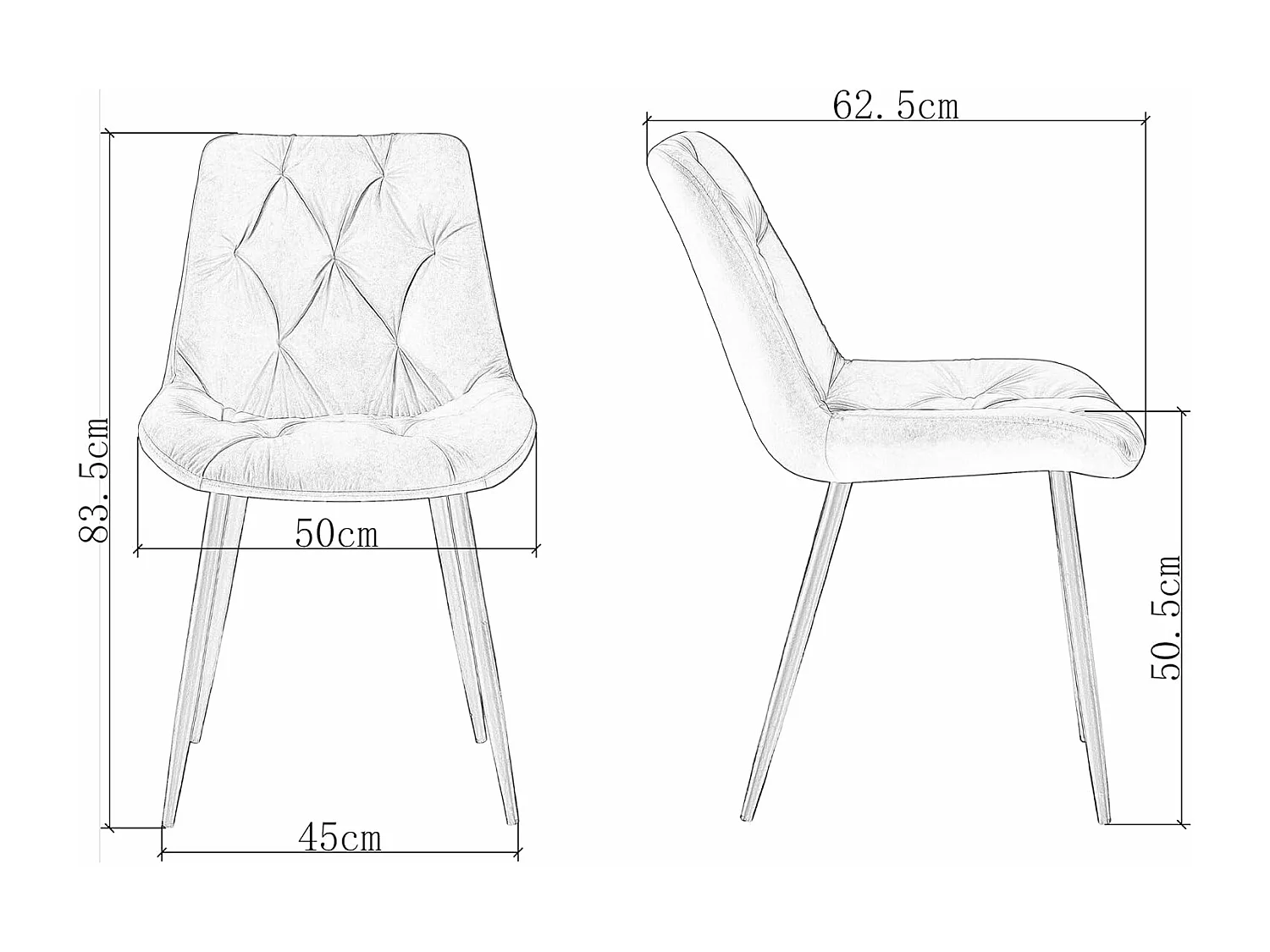 Lot de 2 chaises de salle à manger en velours - Design rétro avec dossier rembourré épais - Pour salle à manger, salon, cuisine et chambre à coucher (2, Noir)