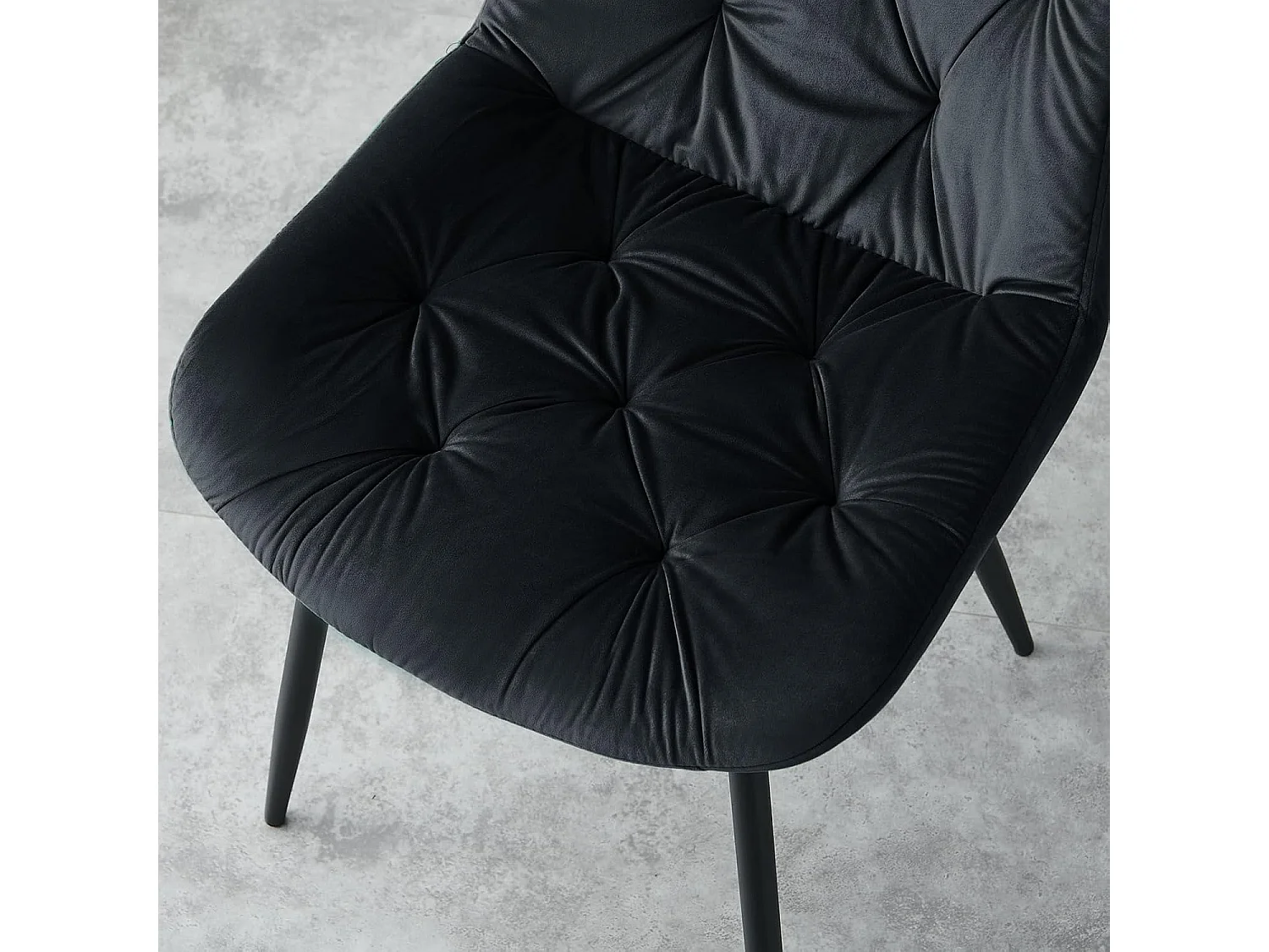 Lot de 2 chaises de salle à manger en velours - Design rétro avec dossier rembourré épais - Pour salle à manger, salon, cuisine et chambre à coucher (2, Noir)