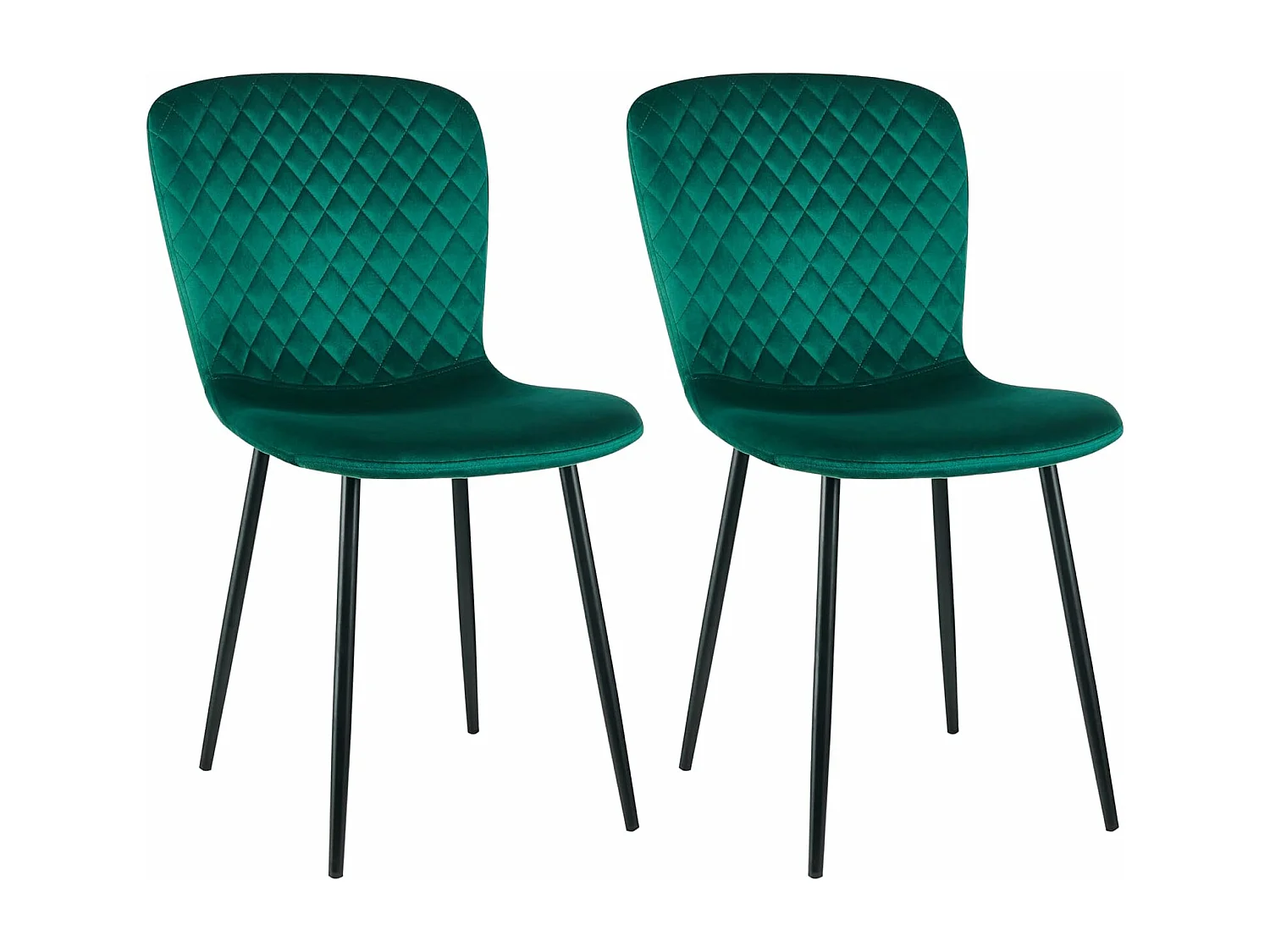 Lot de 4 chaises de salle à manger en velours avec dossier et pieds en métal - Style scandinave - Pour table à manger, chambre à coucher(4, vert)