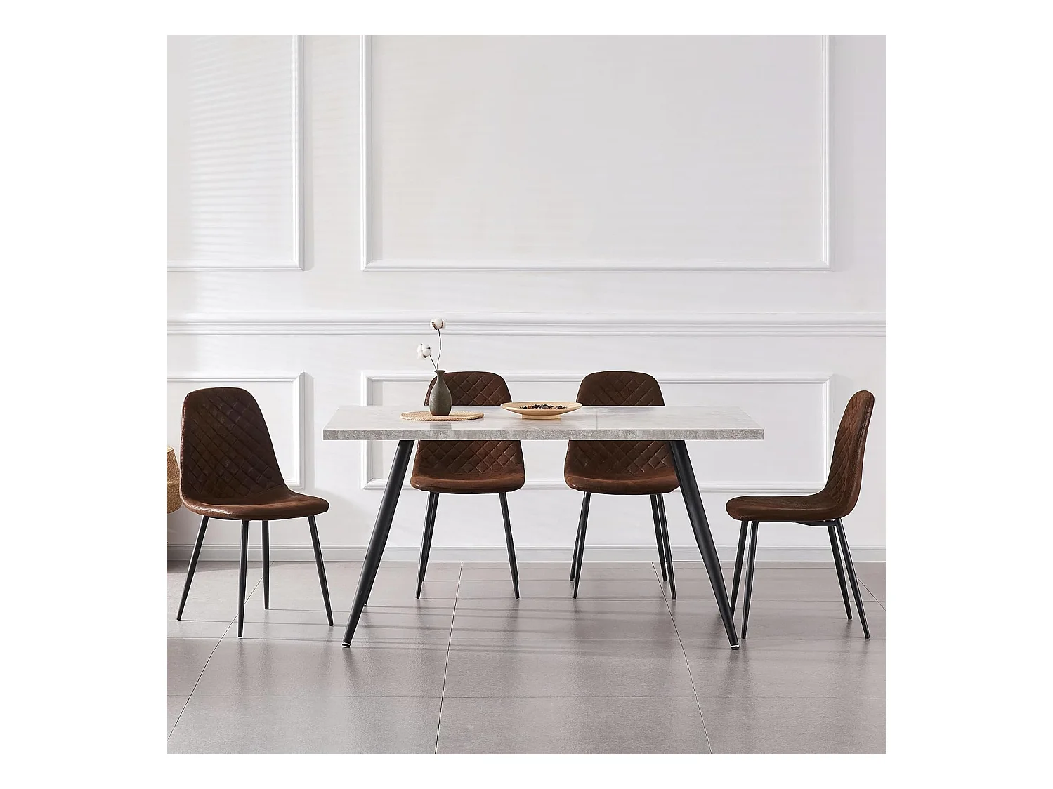 Lot de 2 Chaises Brunes Scandinaves, Chaises de Salle à Manger avec Dossier, Siège en Similicuir, Pieds en Métal pour Salon,Salle de Cuisine (2, Brun PU)