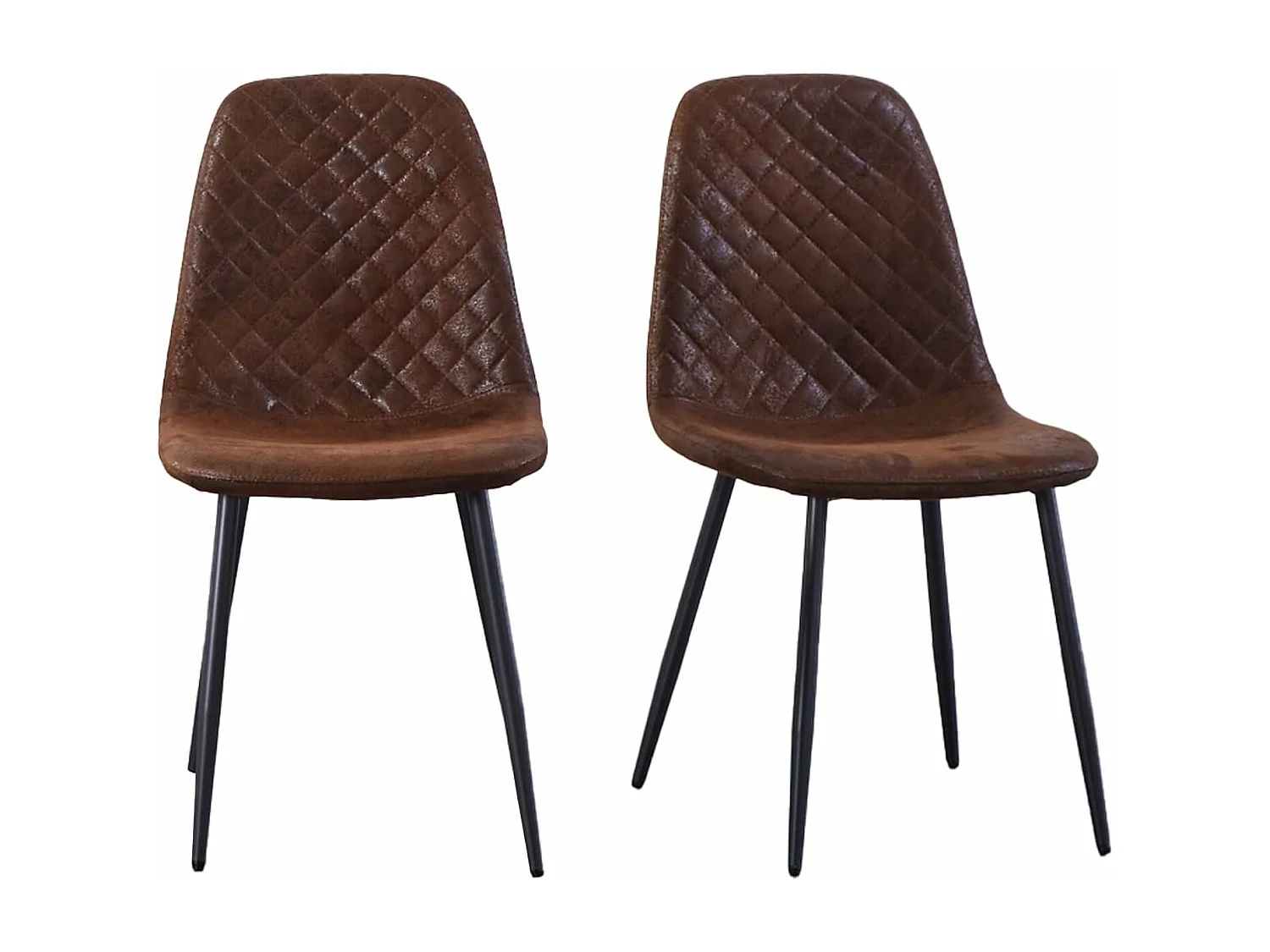 Lot de 2 Chaises Brunes Scandinaves, Chaises de Salle à Manger avec Dossier, Siège en Similicuir, Pieds en Métal pour Salon,Salle de Cuisine (2, Brun PU)