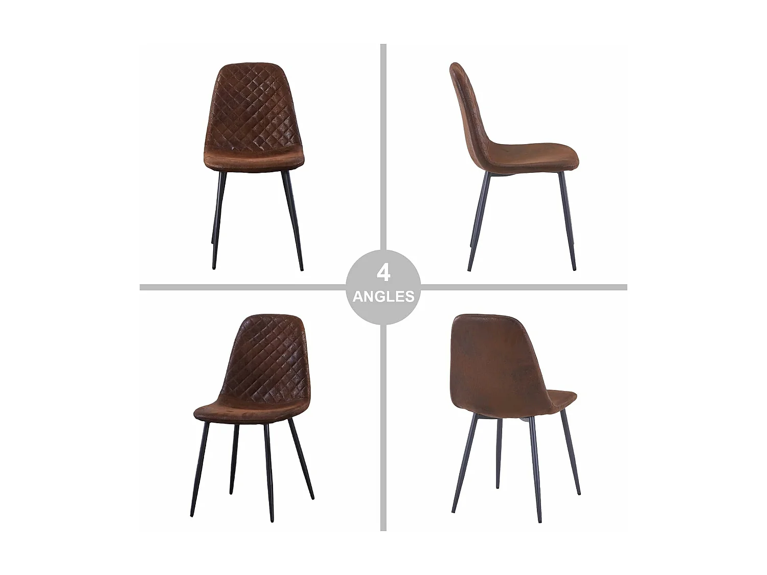 Lot de 2 Chaises Brunes Scandinaves, Chaises de Salle à Manger avec Dossier, Siège en Similicuir, Pieds en Métal pour Salon,Salle de Cuisine (2, Brun PU)