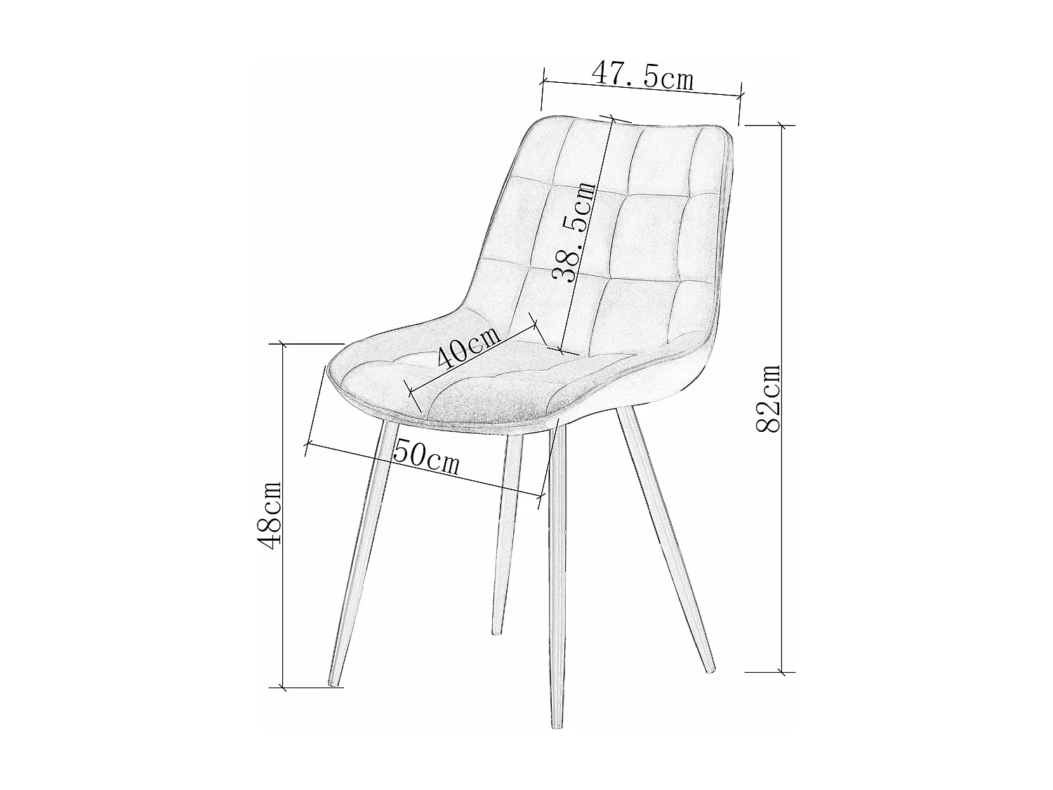 Lot de 2 Chaises en Velours Scandinaves avec Dossier à Motifs carrés, siège rembourés Souples et épais, pour Bureau, Cuisine, Salon, Salle de réception (2, Girs)
