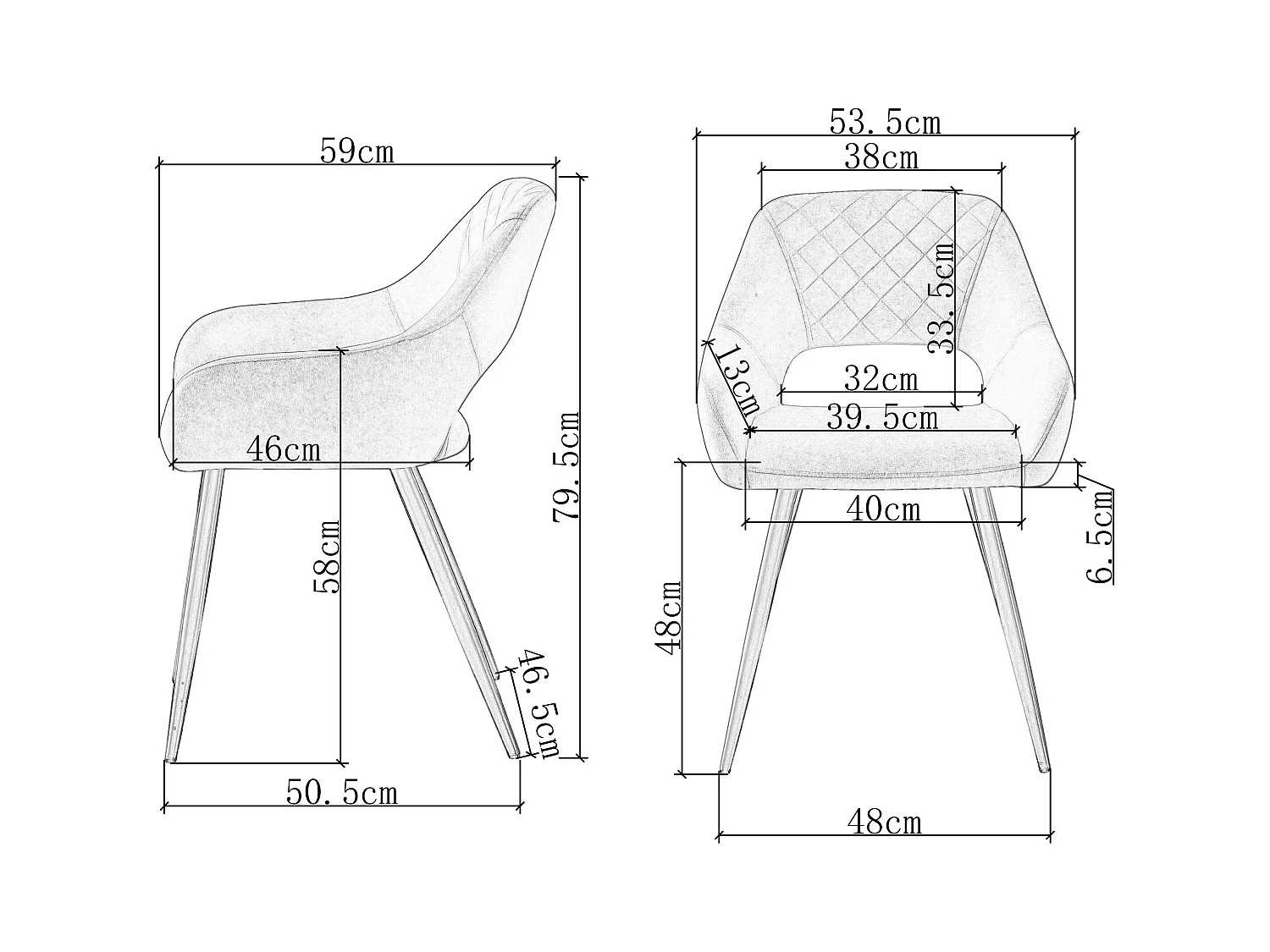 Lot de 2 Chaises en Velours Scandinaves avec Dossier et Accoudoirs Capitonnés, pour Bureau,Cuisine (2, Jaune)