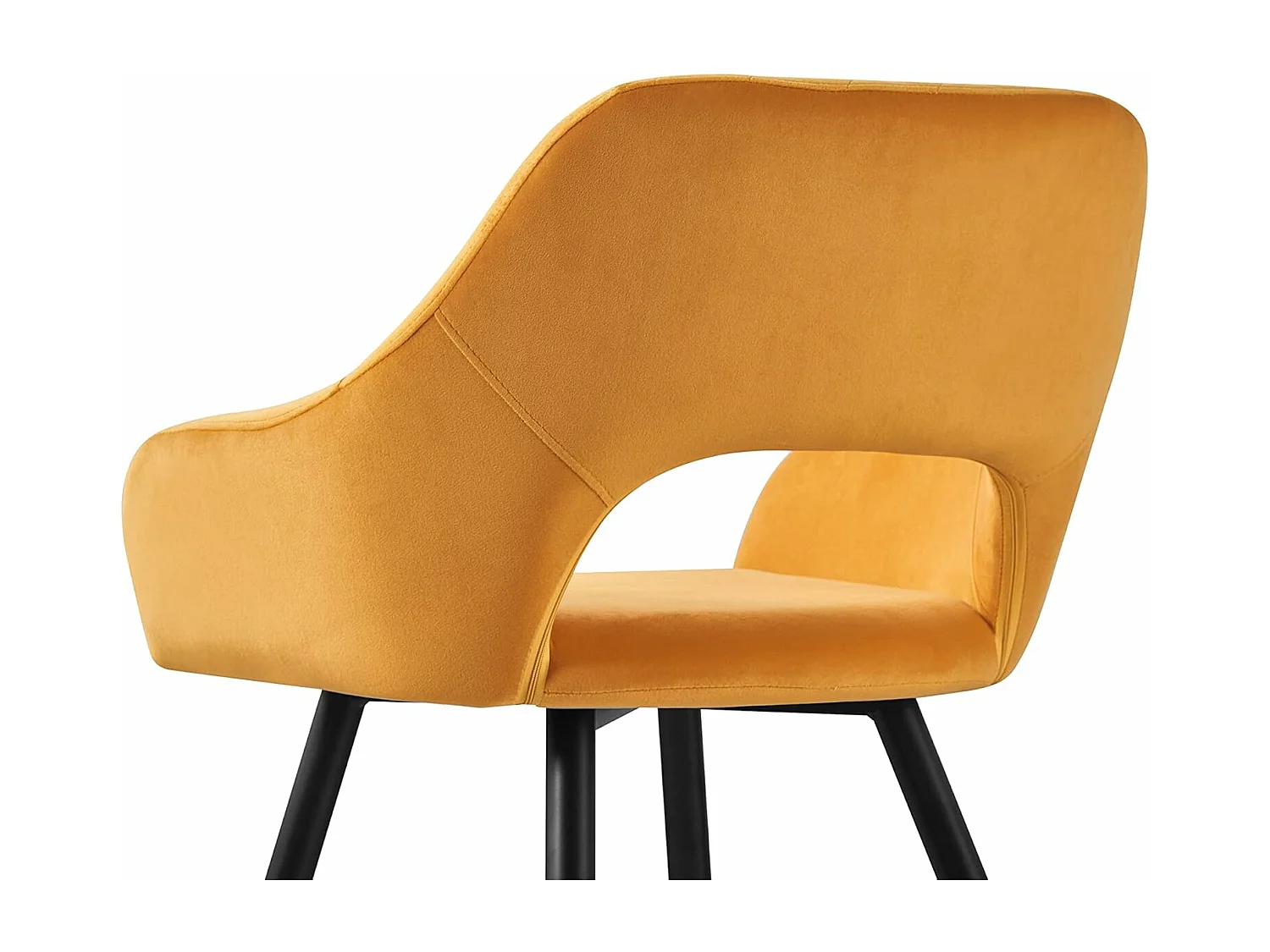 Lot de 2 Chaises en Velours Scandinaves avec Dossier et Accoudoirs Capitonnés, pour Bureau,Cuisine (2, Jaune)