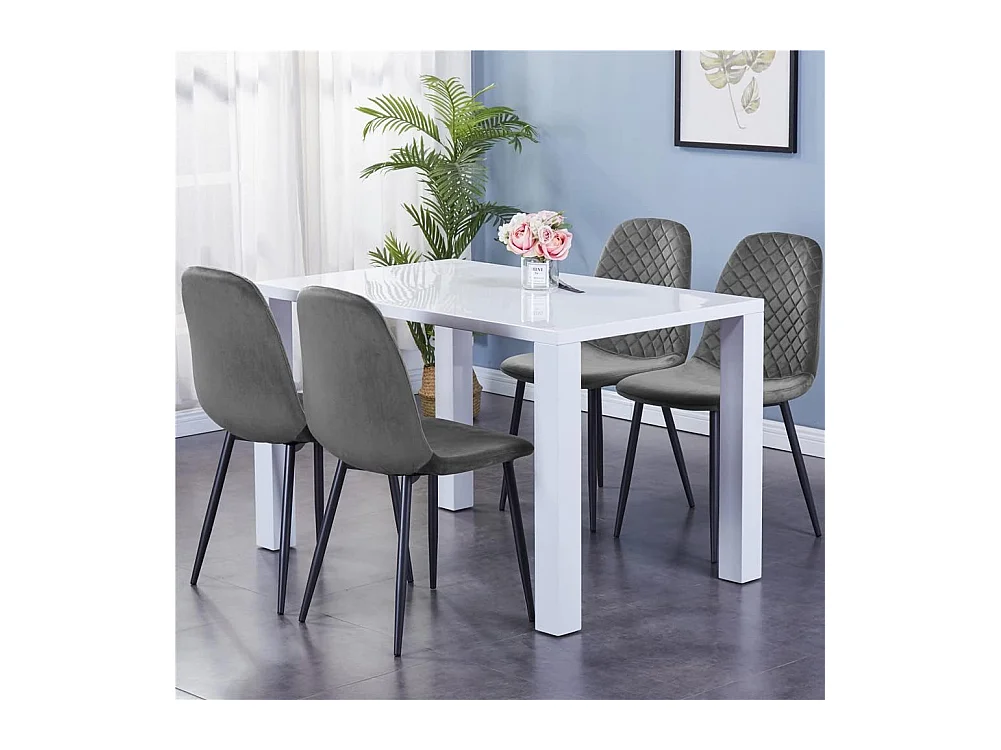 Lot de 4 Chaises Gris Scandinaves, Chaises de Salle à Manger avec Dossier, Siège en Velours, Pieds en Métal pour pour Salon,Salle de Cuisine (4, Gris Velours)