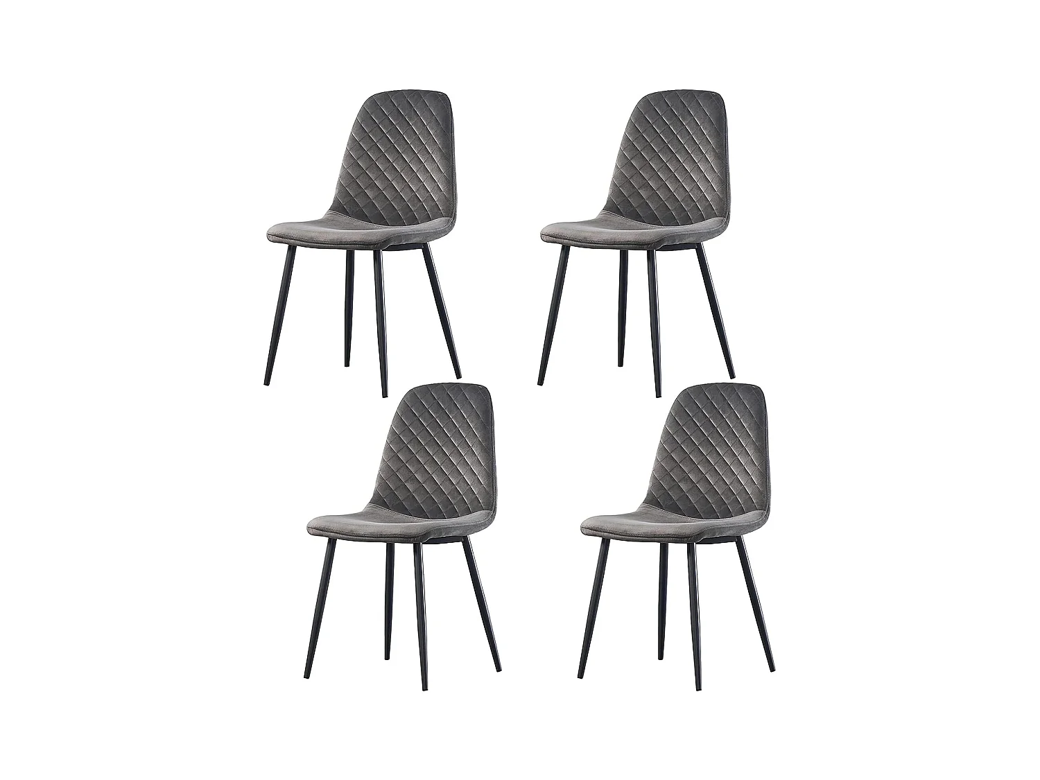 Lot de 4 Chaises Gris Scandinaves, Chaises de Salle à Manger avec Dossier, Siège en Velours, Pieds en Métal pour pour Salon,Salle de Cuisine (4, Gris Velours)