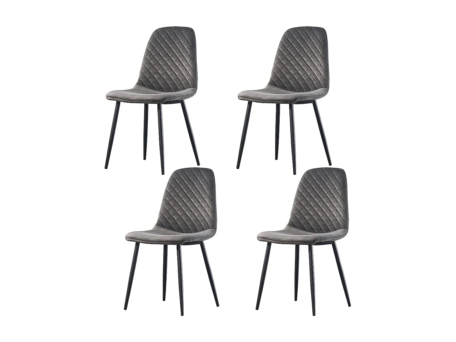 Lot de 4 Chaises Gris Scandinaves, Chaises de Salle à Manger avec Dossier, Siège en Velours, Pieds en Métal pour pour Salon,Salle de Cuisine (4, Gris Velours)