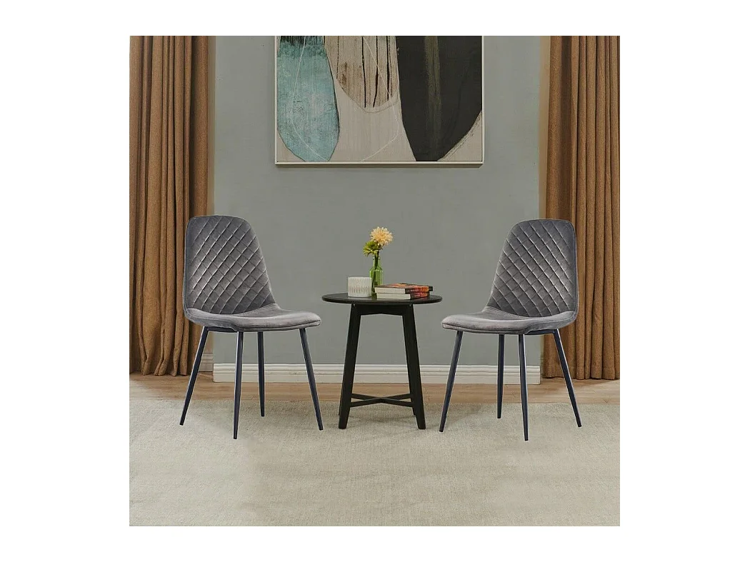 Lot de 2 Chaises Gris Scandinaves, Chaises de Salle à Manger avec Dossier, Siège en Velours, Pieds en Métal pour Salon,Salle de Cuisine (2, Gris Velours)