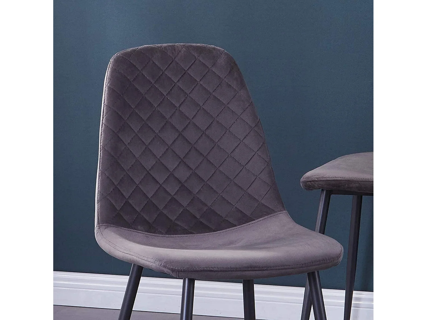 Lot de 2 Chaises Gris Scandinaves, Chaises de Salle à Manger avec Dossier, Siège en Velours, Pieds en Métal pour Salon,Salle de Cuisine (2, Gris Velours)