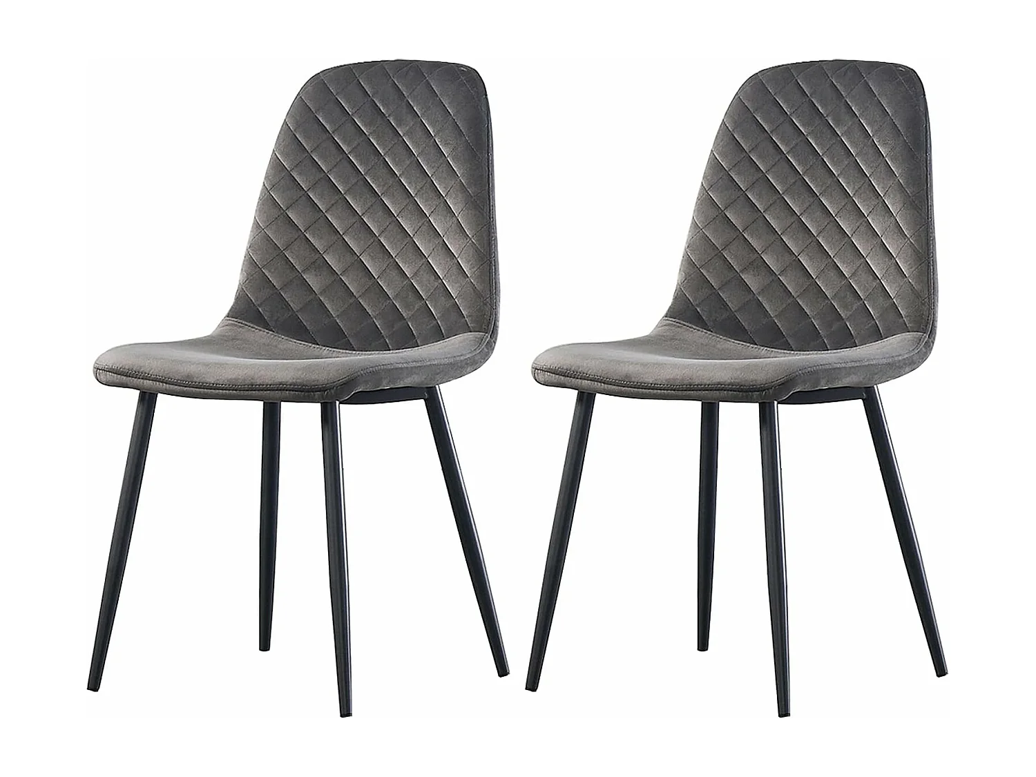 Lot de 2 Chaises Gris Scandinaves, Chaises de Salle à Manger avec Dossier, Siège en Velours, Pieds en Métal pour Salon,Salle de Cuisine (2, Gris Velours)