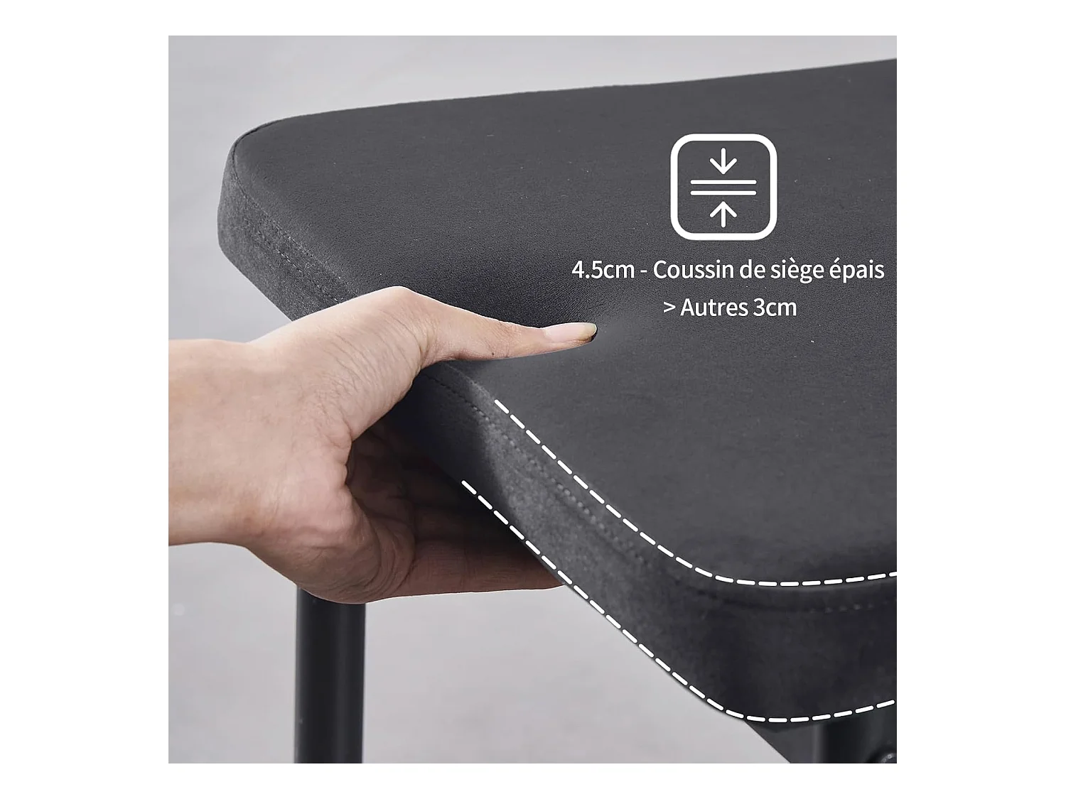 Lot de 6 Chaises Scandinaves en Velours Cadre en métal avec Dossier pour Salon, Cuisine, Salle à Manger (6, Noir)