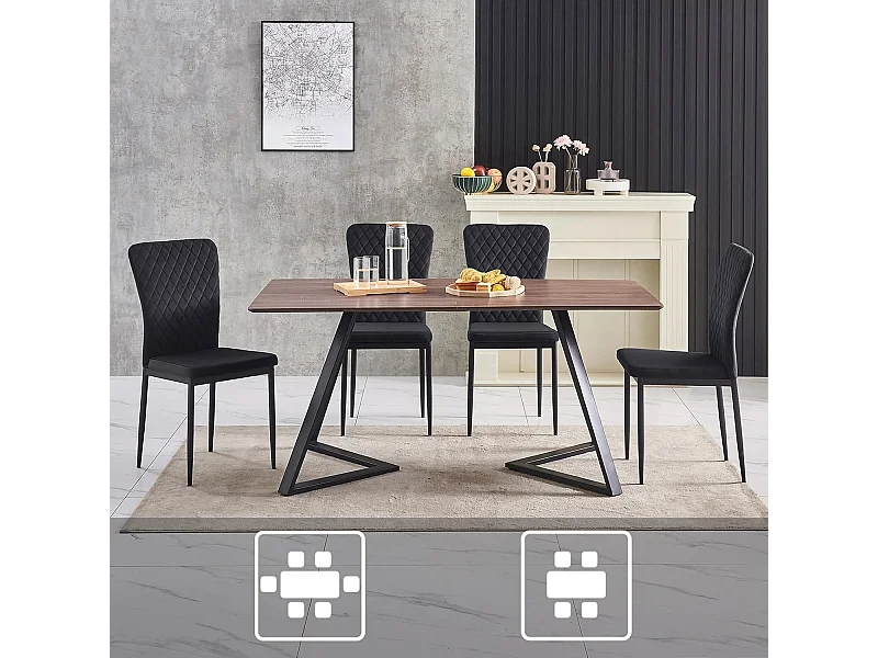 Lot de 6 Chaises Scandinaves en Velours Cadre en métal avec Dossier pour Salon, Cuisine, Salle à Manger (6, Noir)