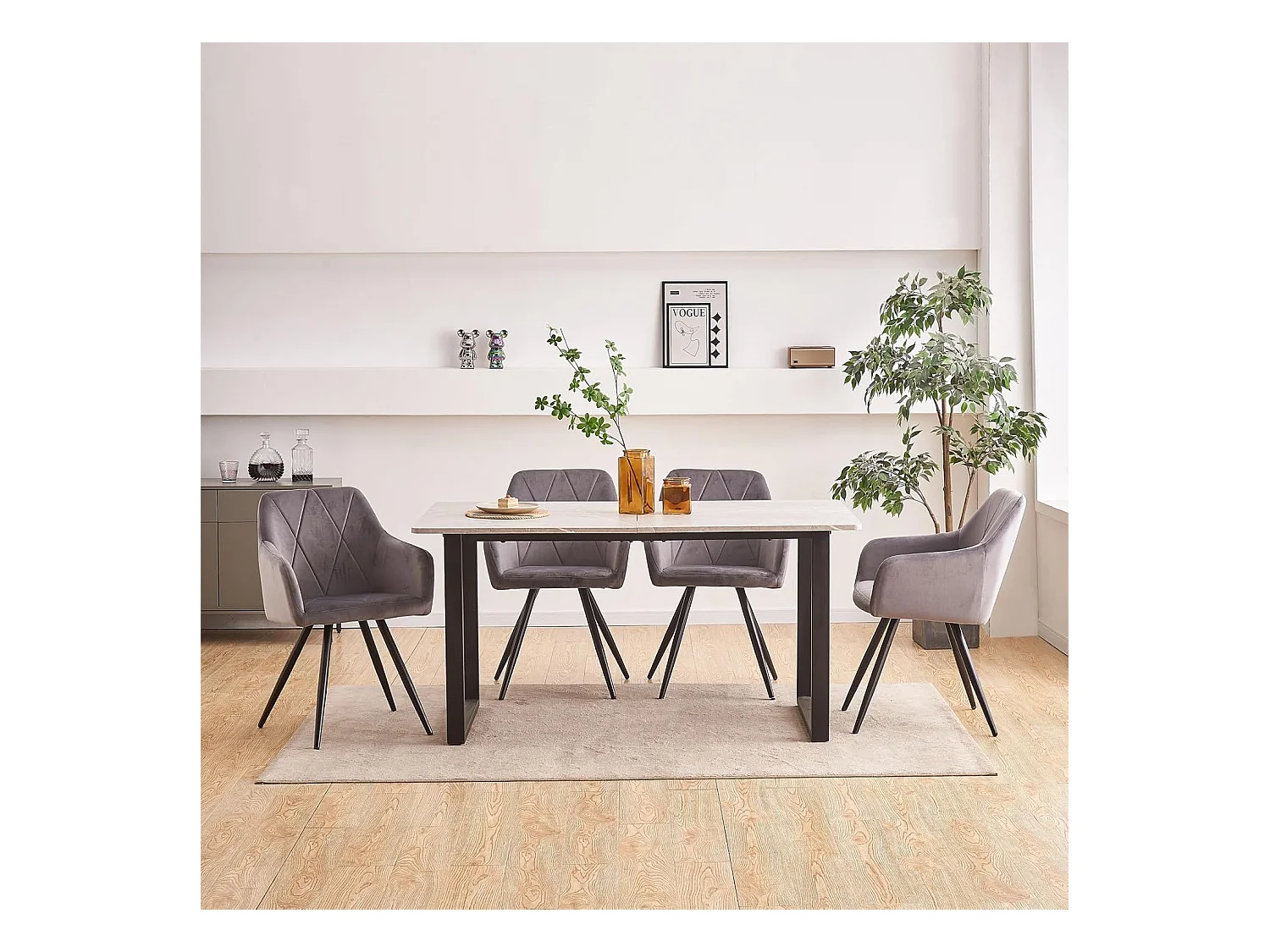 Lot de 2 Chaises de Scandinaves Cadre en métal avec Dossier, accoudoir pour Salon, Cuisine, Salle à Manger, Chambre à Coucher (2, Gris)