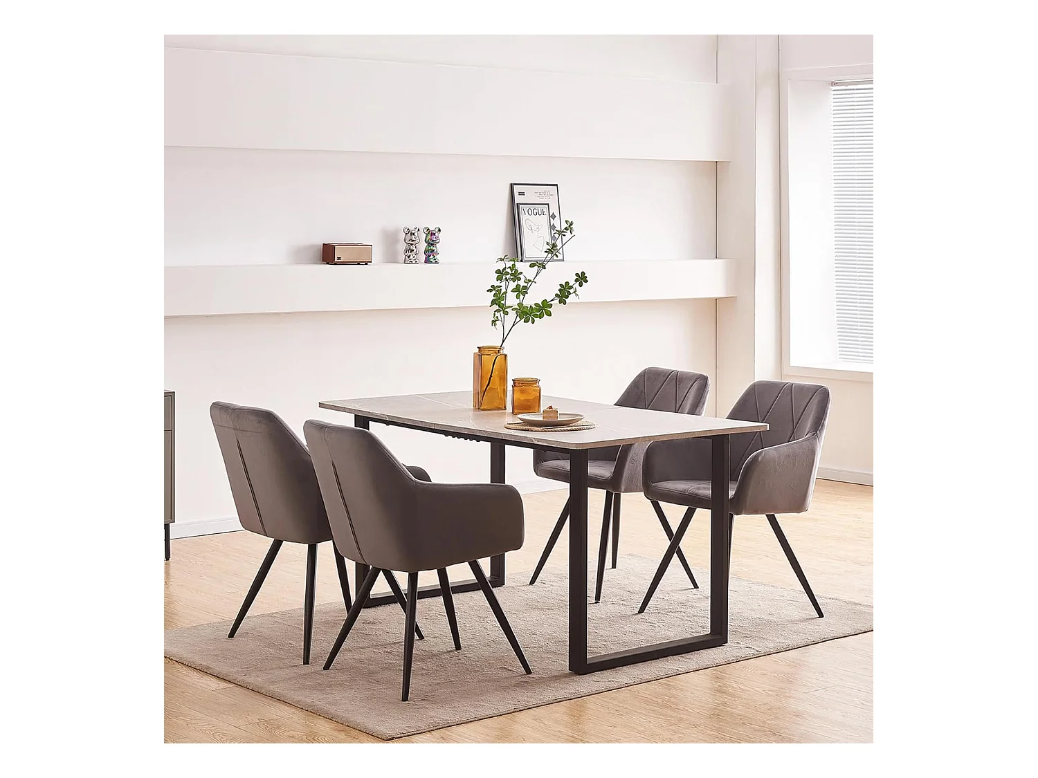 Lot de 2 Chaises de Scandinaves Cadre en métal avec Dossier, accoudoir pour Salon, Cuisine, Salle à Manger, Chambre à Coucher (2, Gris)