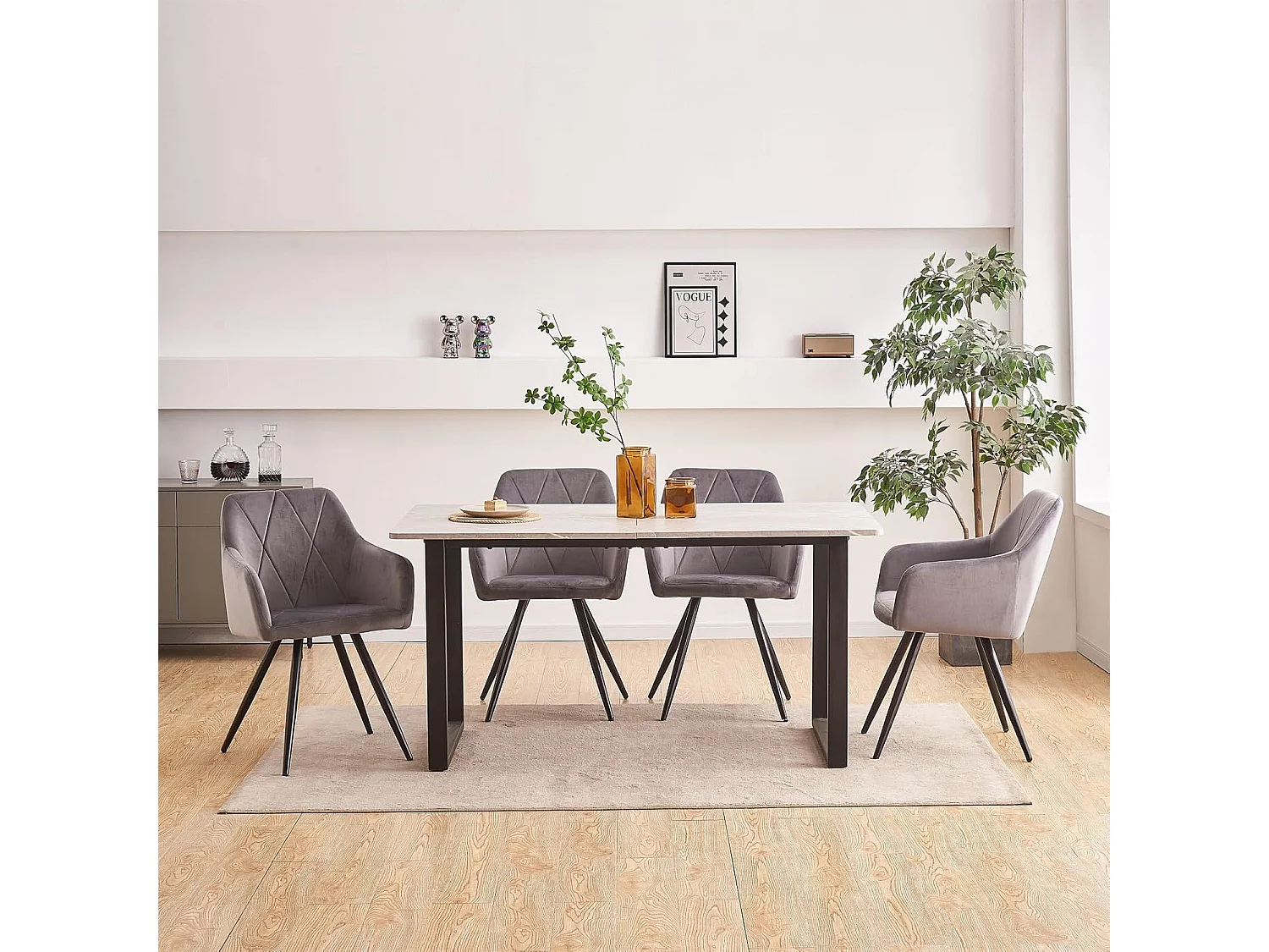 Lot de 2 Chaises de Scandinaves Cadre en métal avec Dossier, accoudoir pour Salon, Cuisine, Salle à Manger, Chambre à Coucher (2, Gris)