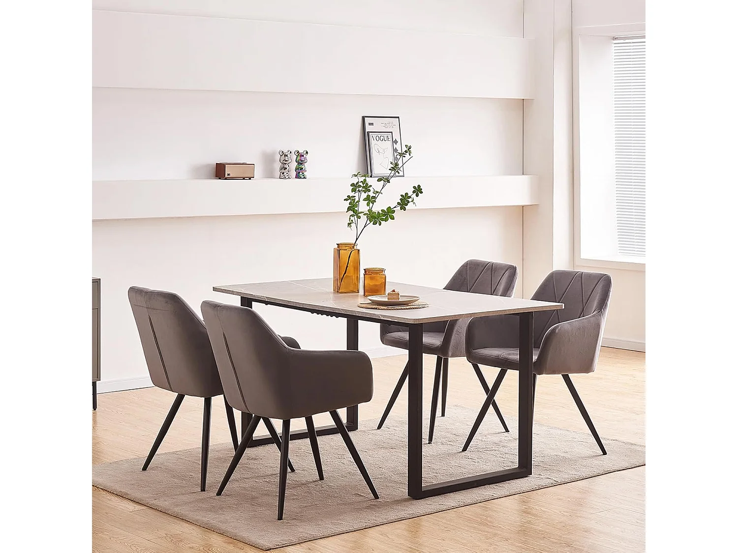 Lot de 2 Chaises de Scandinaves Cadre en métal avec Dossier, accoudoir pour Salon, Cuisine, Salle à Manger, Chambre à Coucher (2, Gris)