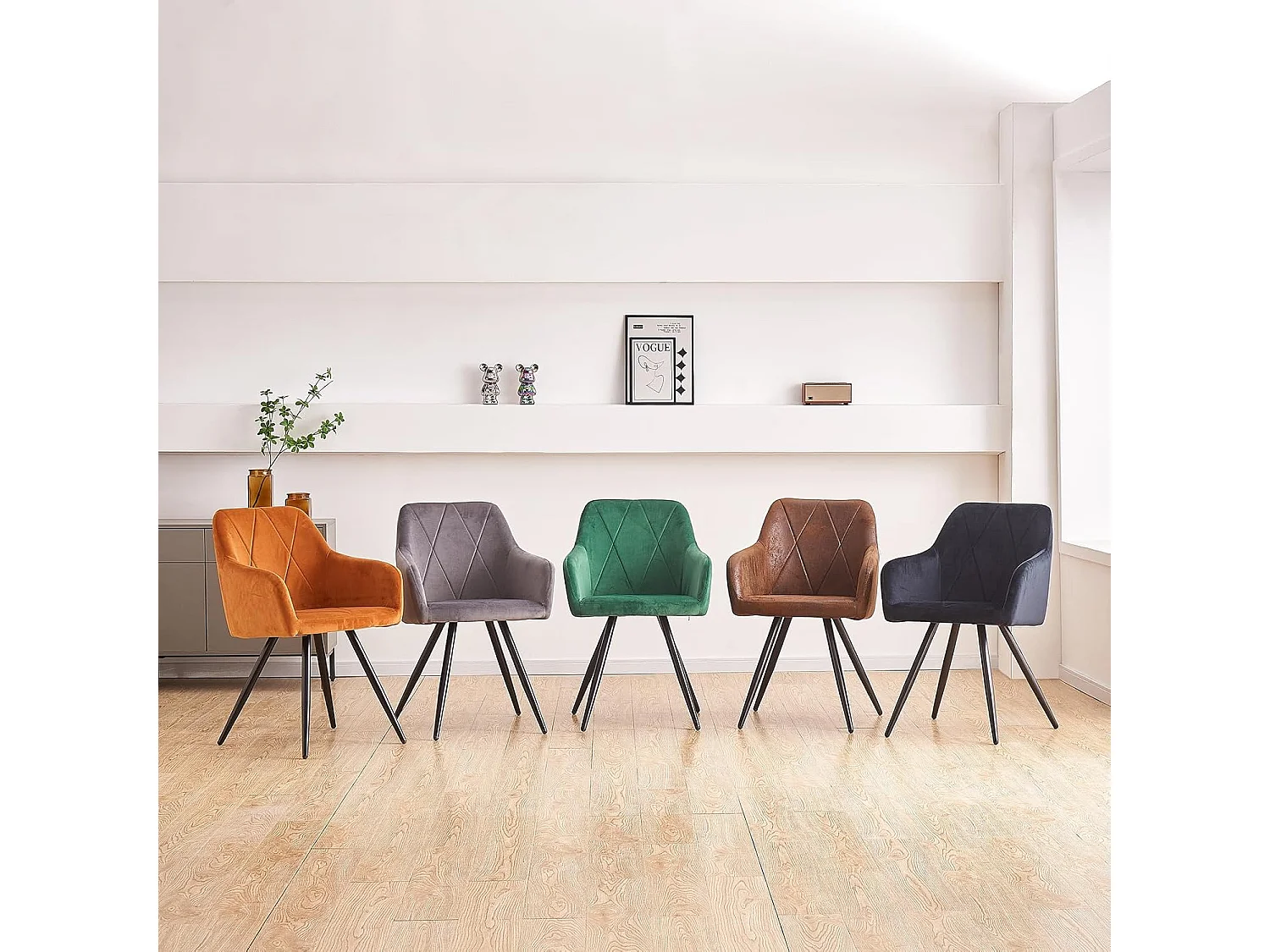 Lot de 2 Chaises de Scandinaves Cadre en métal avec Dossier, accoudoir pour Salon, Cuisine, Salle à Manger, Chambre à Coucher (2, Gris)