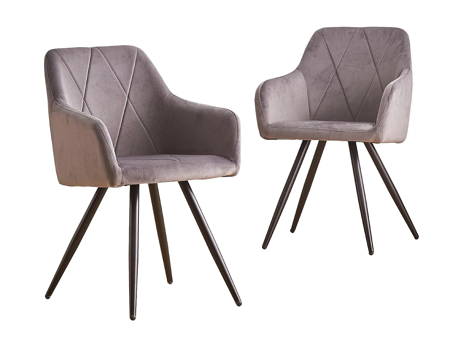 Lot de 2 Chaises de Scandinaves Cadre en métal avec Dossier, accoudoir pour Salon, Cuisine, Salle à Manger, Chambre à Coucher (2, Gris)