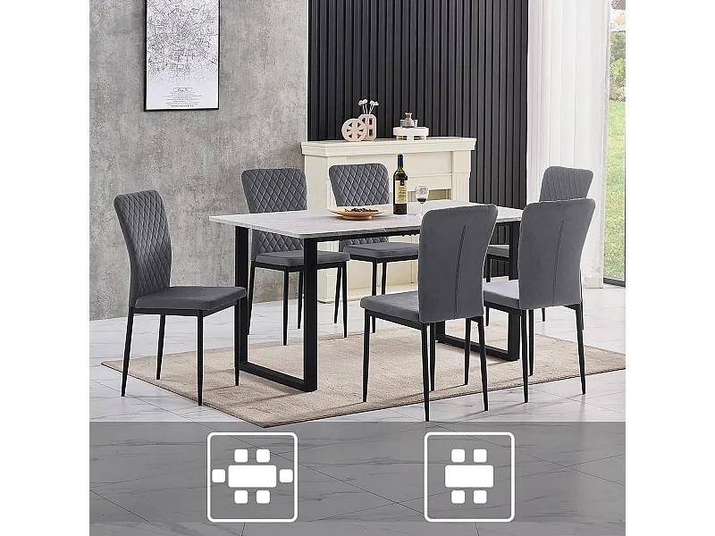 Lot de 4 Chaises Scandinaves en Velours Cadre en métal avec Dossier pour Salon, Cuisine, Salle à Manger (4, Gris)